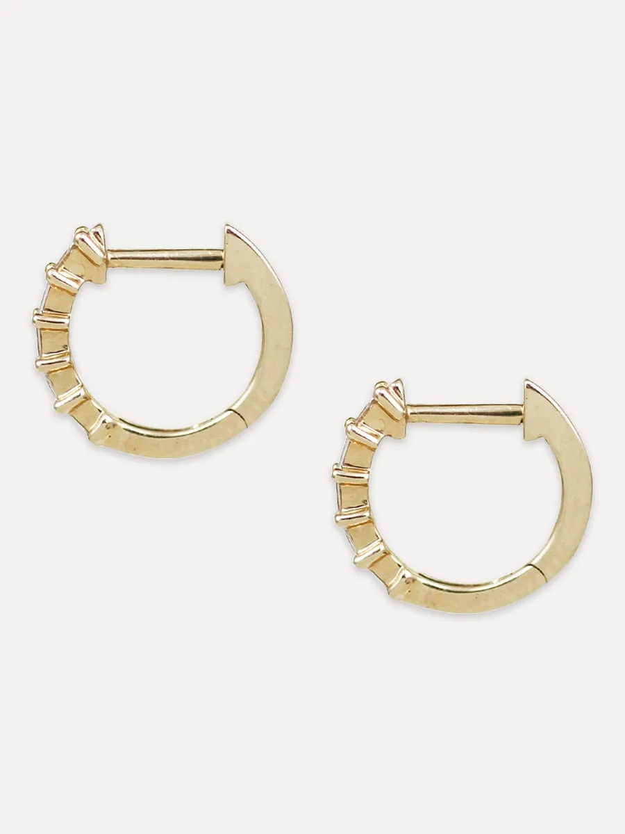 14K Diamond Large Baguette Huggie Hoops