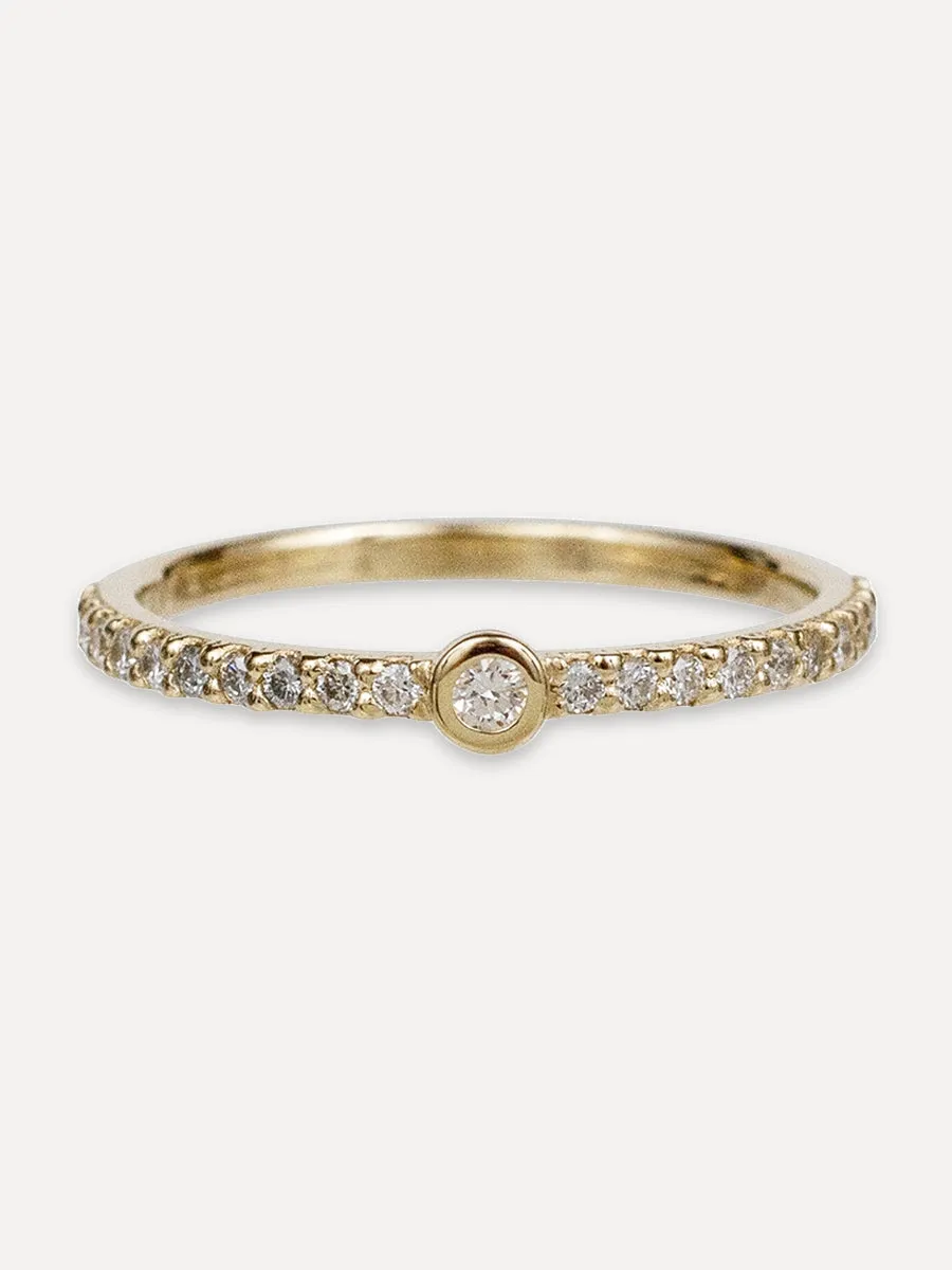 14K Petite Round Stacking Band - Diamond