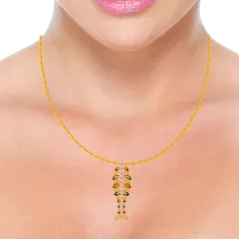 22k Unique Gold Pendant In The Shape Of Fishbone With A Dash Of Colours
