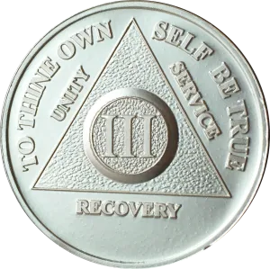 3 Year AA Medallion .999 Fine Silver Sobriety Chip
