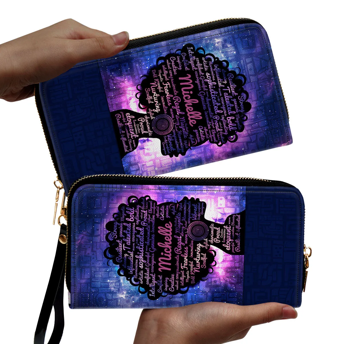 Afro Queen - Personalized Leather Clutch Purse SB47