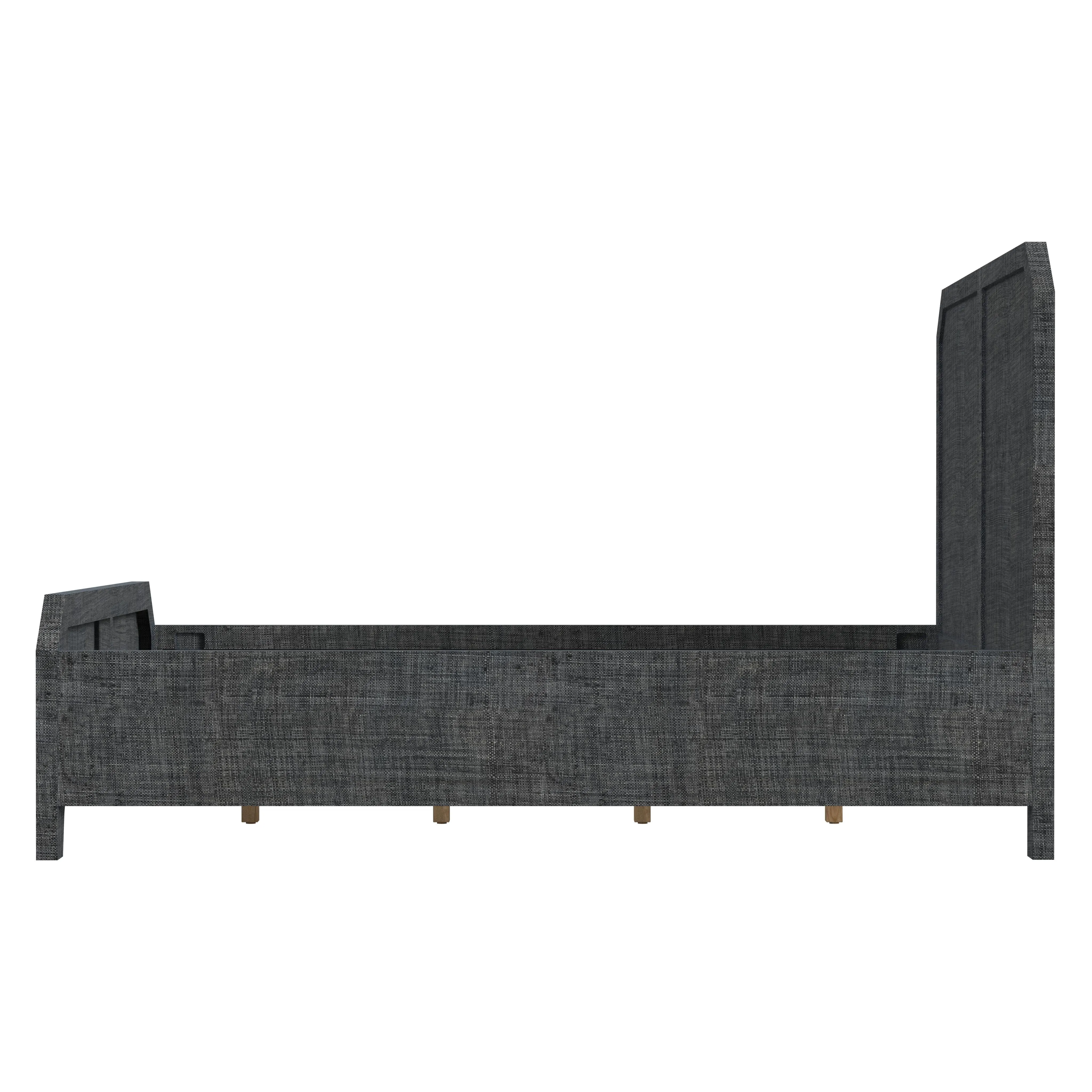 Bar Harbor Queen Raffia Panel Bed in Gray  5706420