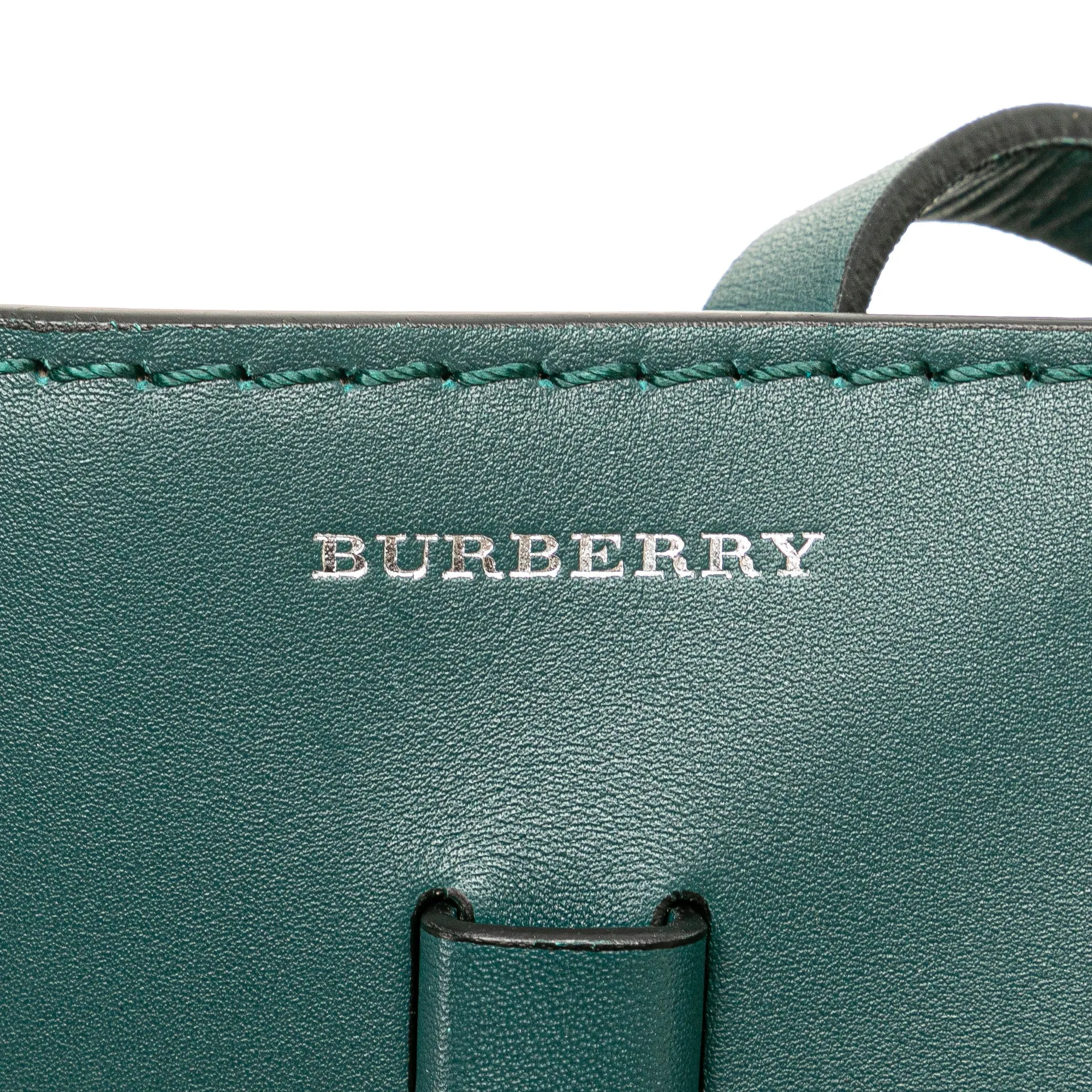 Beige Burberry Leather Trimmed Canvas Bucket Bag