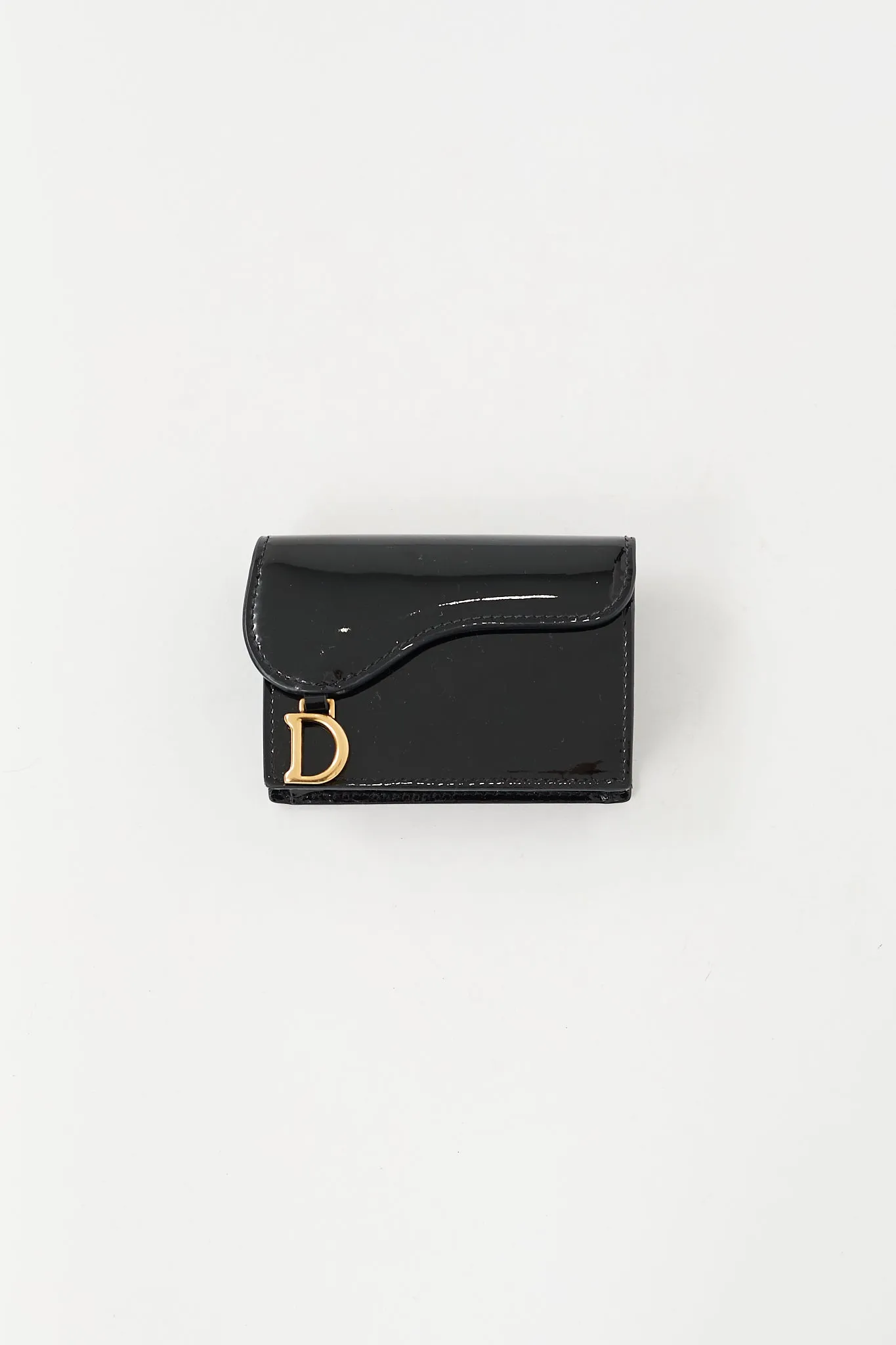 Black Patent Leather Saddle Wallet