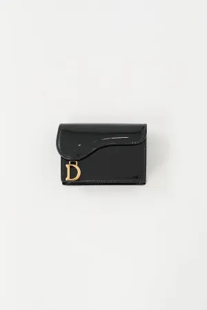 Black Patent Leather Saddle Wallet