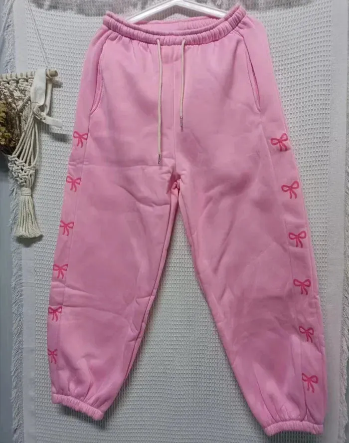 Bow Side Stylish Print Jogger