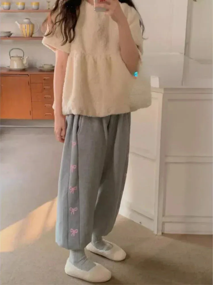 Bow Side Stylish Print Jogger