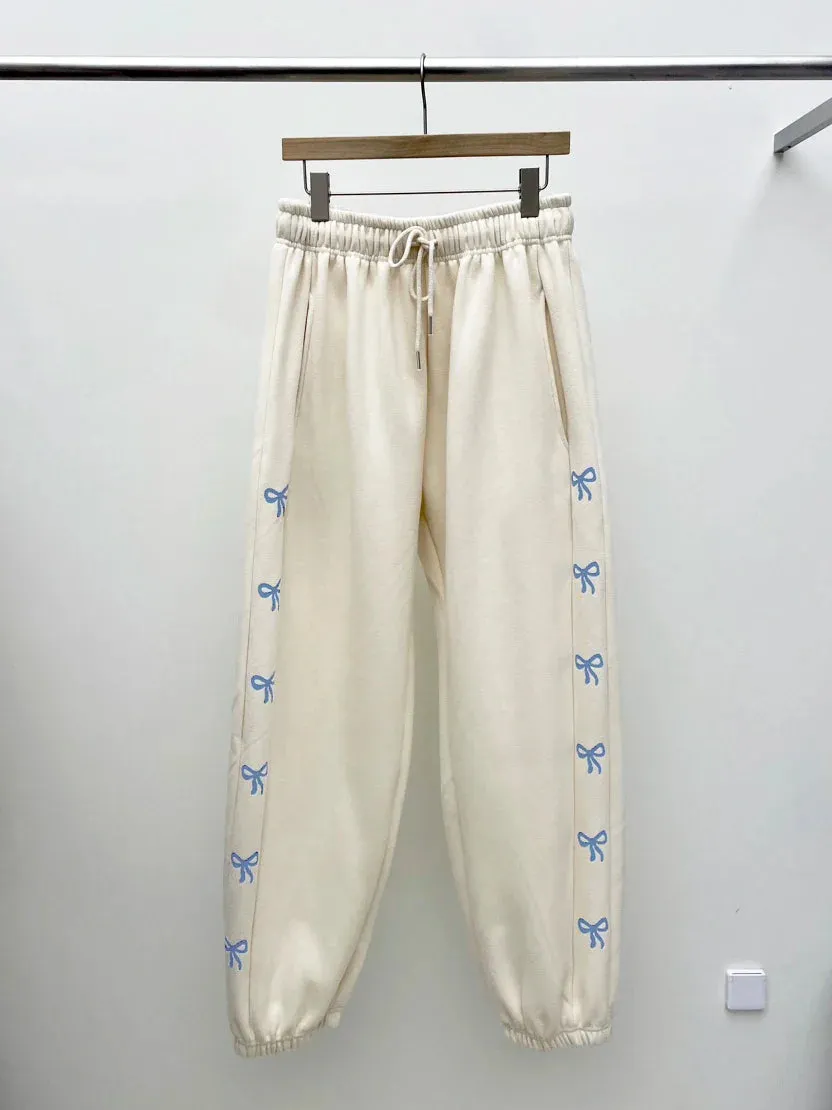 Bow Side Stylish Print Jogger
