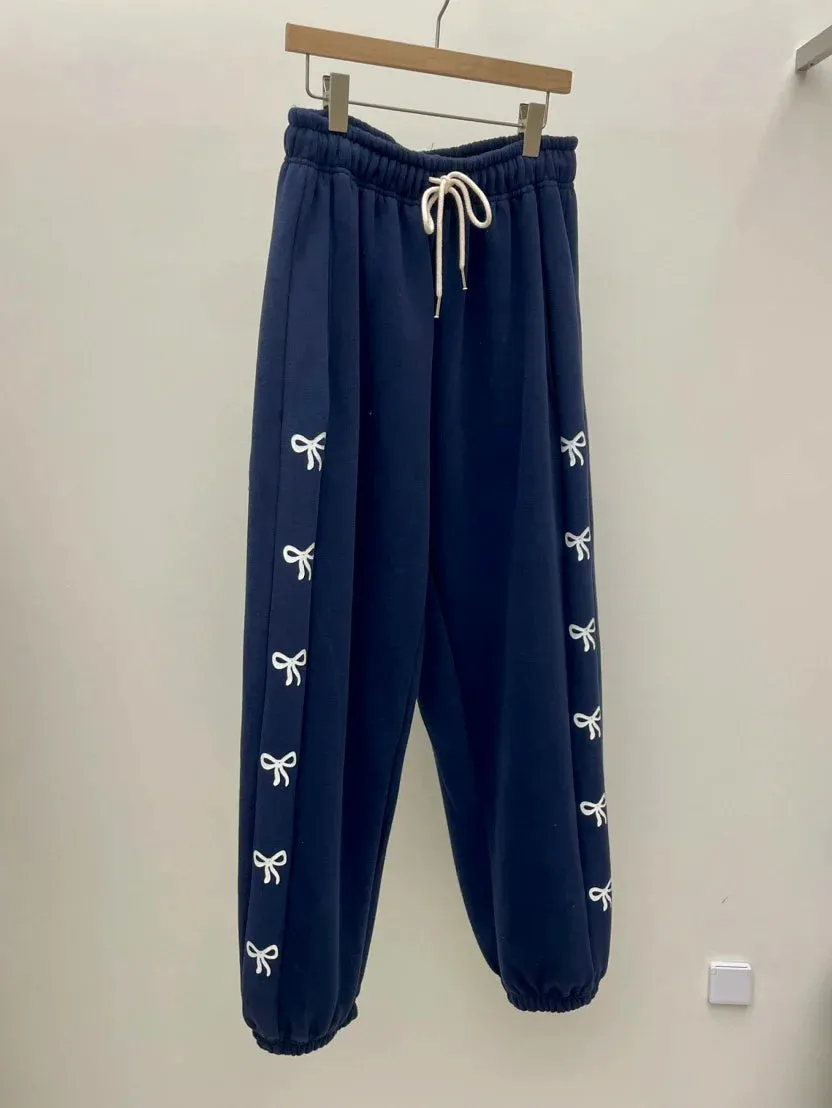Bow Side Stylish Print Jogger