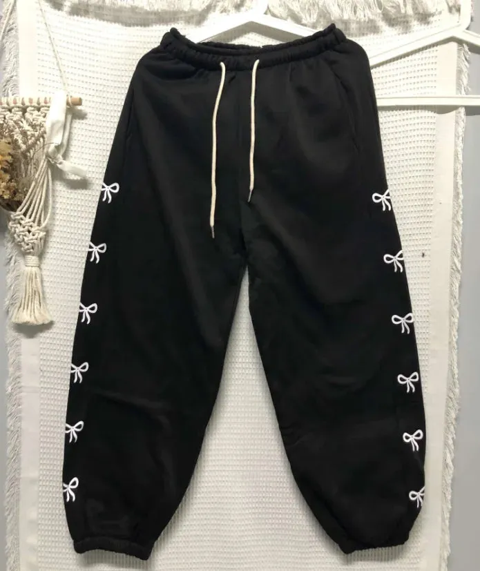 Bow Side Stylish Print Jogger