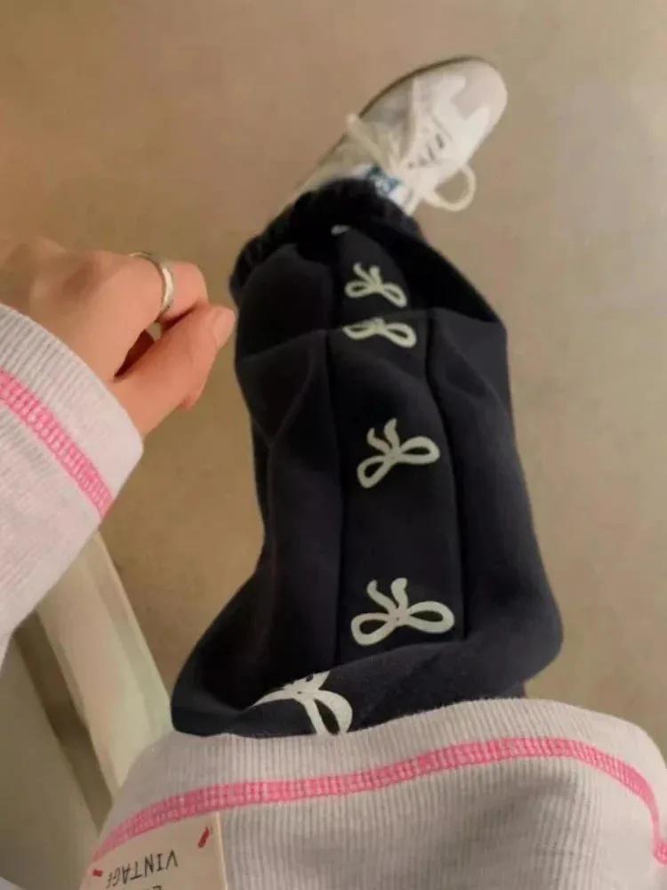 Bow Side Stylish Print Jogger
