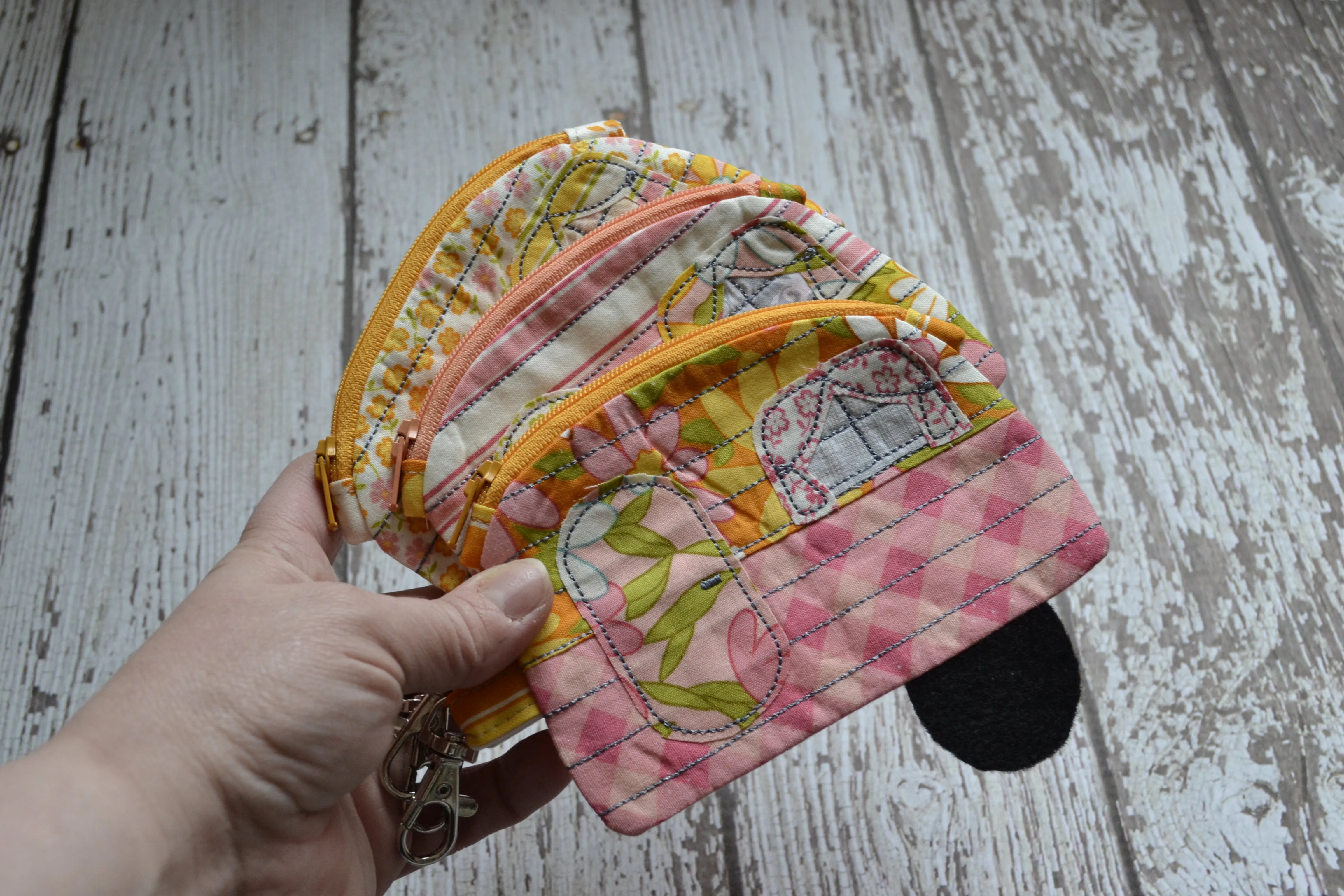 Camper Shaped Coin Purse -Re-Purposed Fabric - Group L - (3)