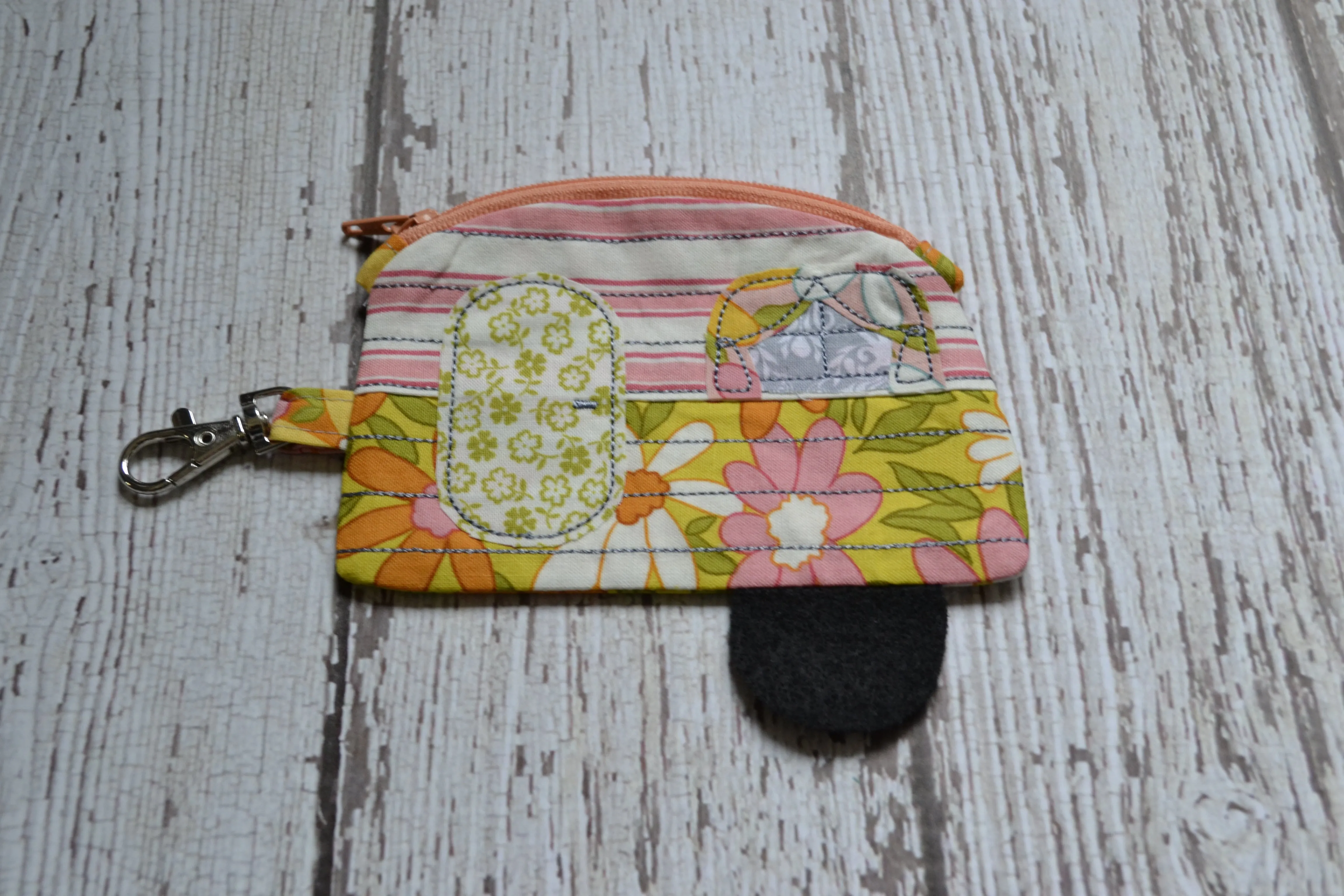 Camper Shaped Coin Purse -Re-Purposed Fabric - Group L - (3)