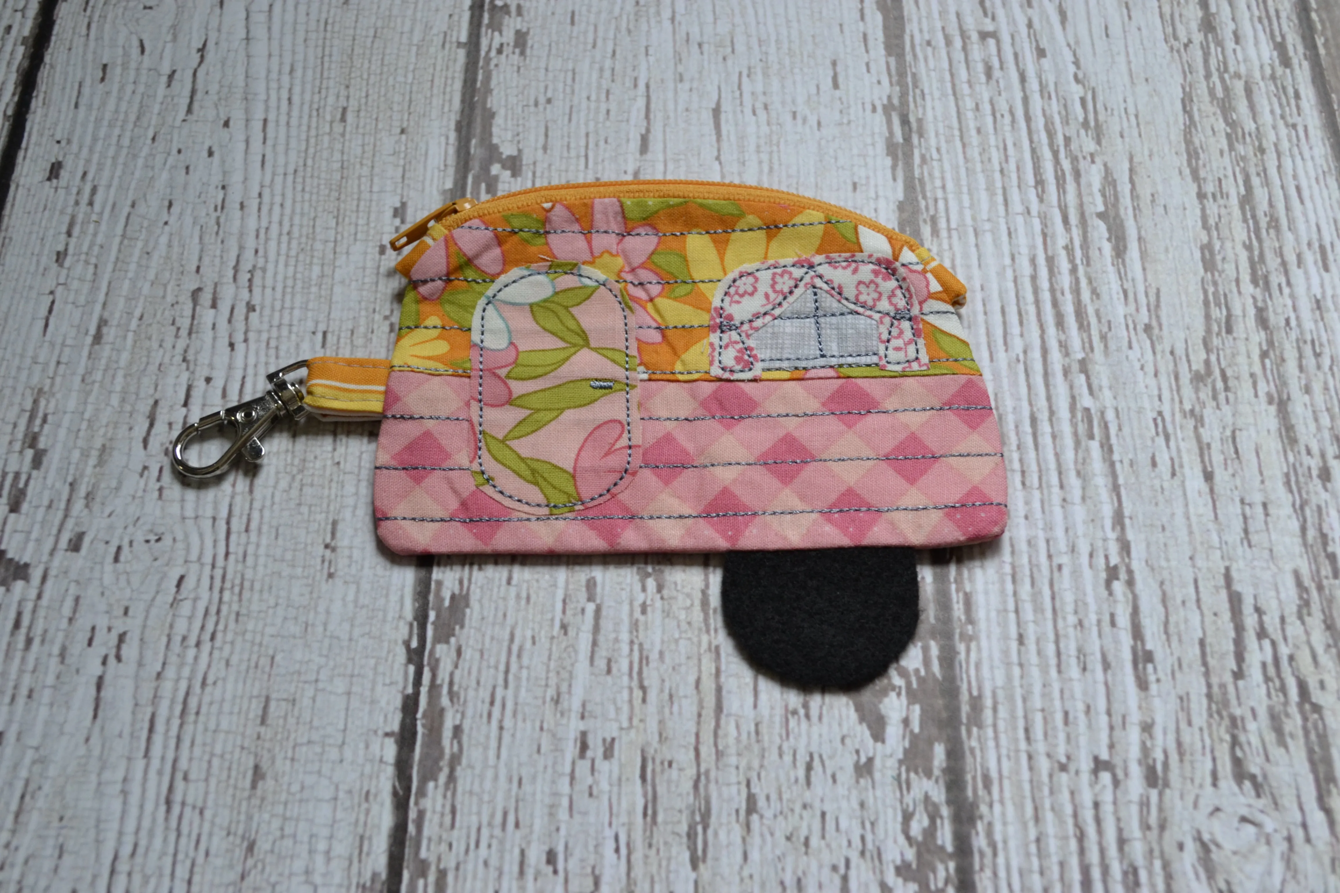 Camper Shaped Coin Purse -Re-Purposed Fabric - Group L - (3)
