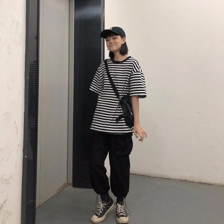 Casual Tee With Stripes