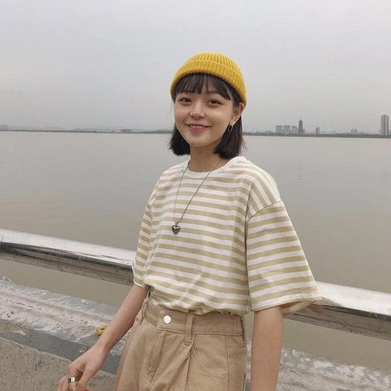 Casual Tee With Stripes