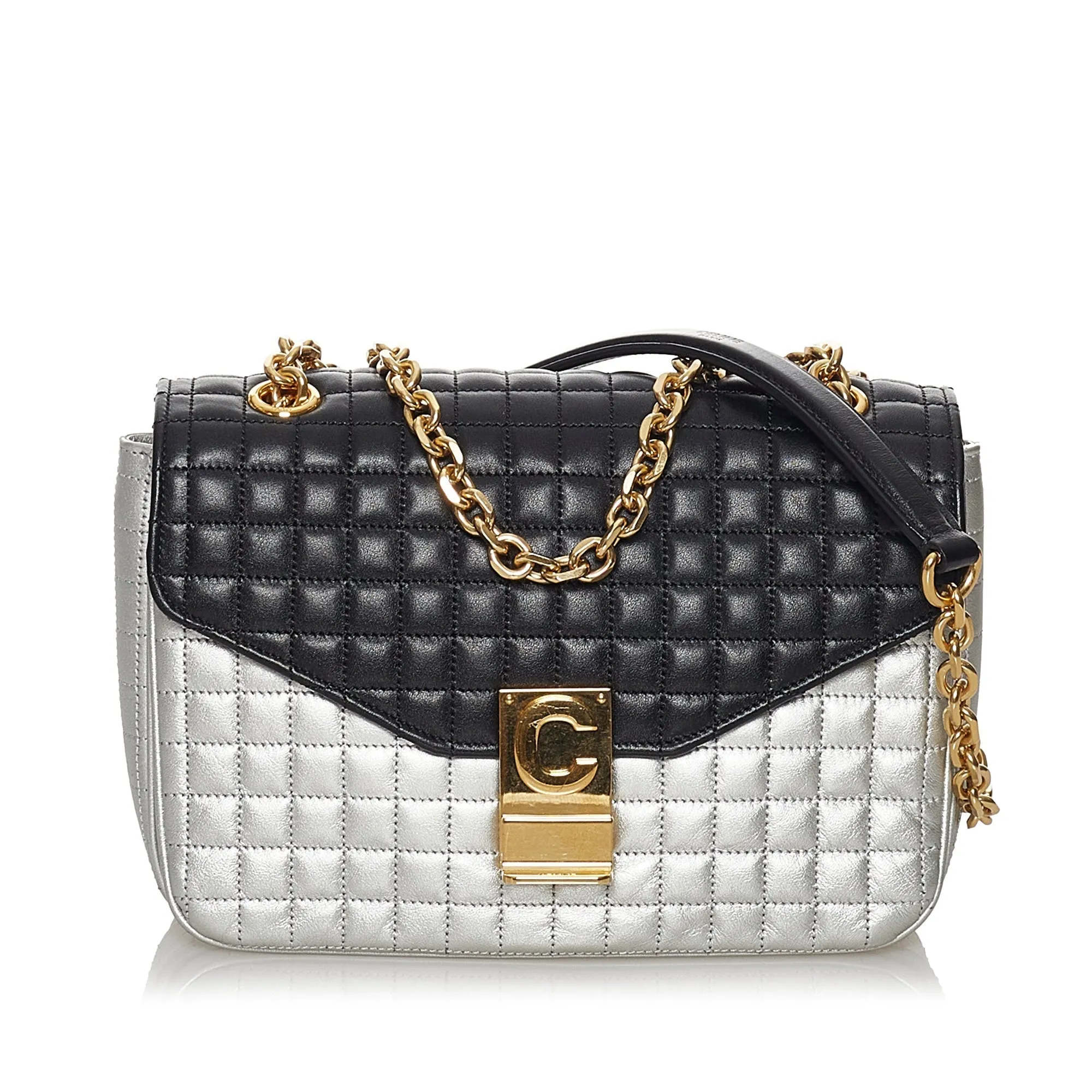 Celine C Crossbody Bag Medium Bicolor Quilted Leather