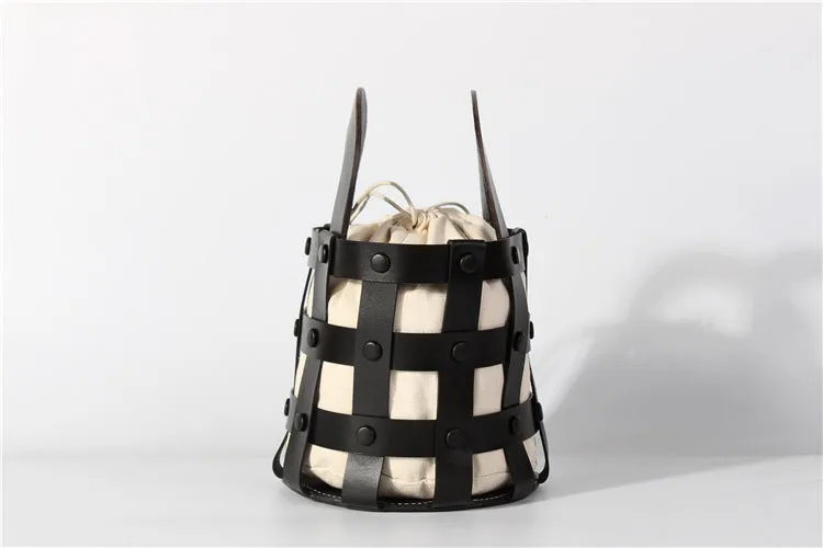 Chic Womens Black Crossbody Bucket Bag Leather Side Bags For Women