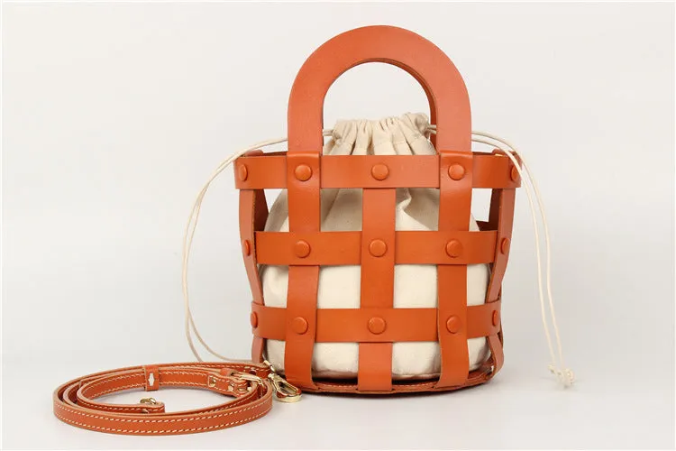 Chic Womens Black Crossbody Bucket Bag Leather Side Bags For Women