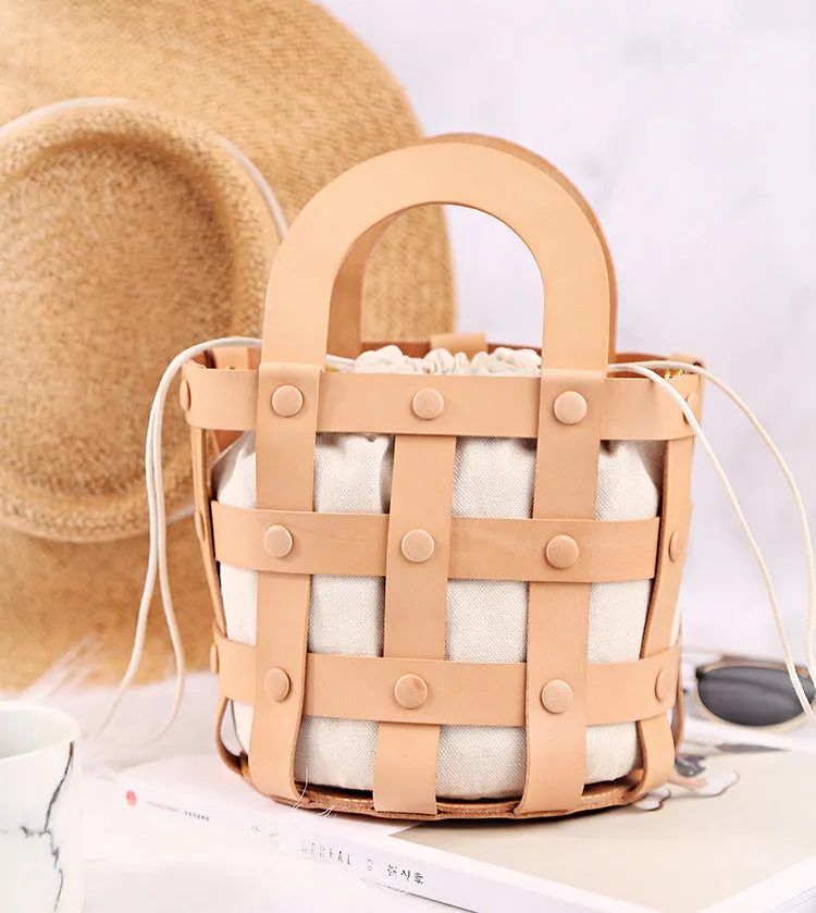 Chic Womens Black Crossbody Bucket Bag Leather Side Bags For Women