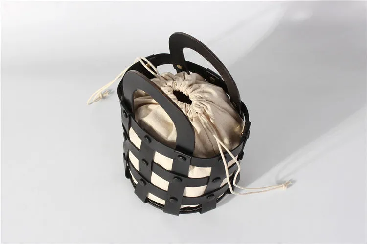 Chic Womens Black Crossbody Bucket Bag Leather Side Bags For Women