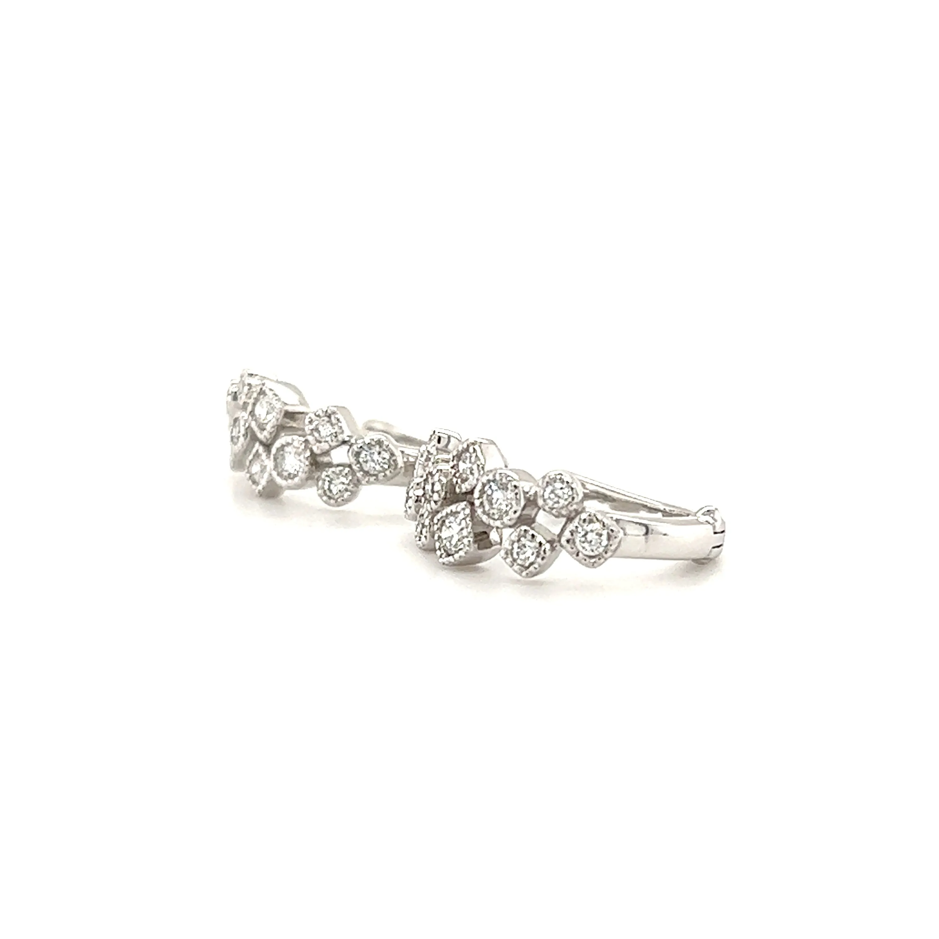 Cluster Diamond Hoop Earrings with 0.36ctw of Diamonds in 14K White Gold