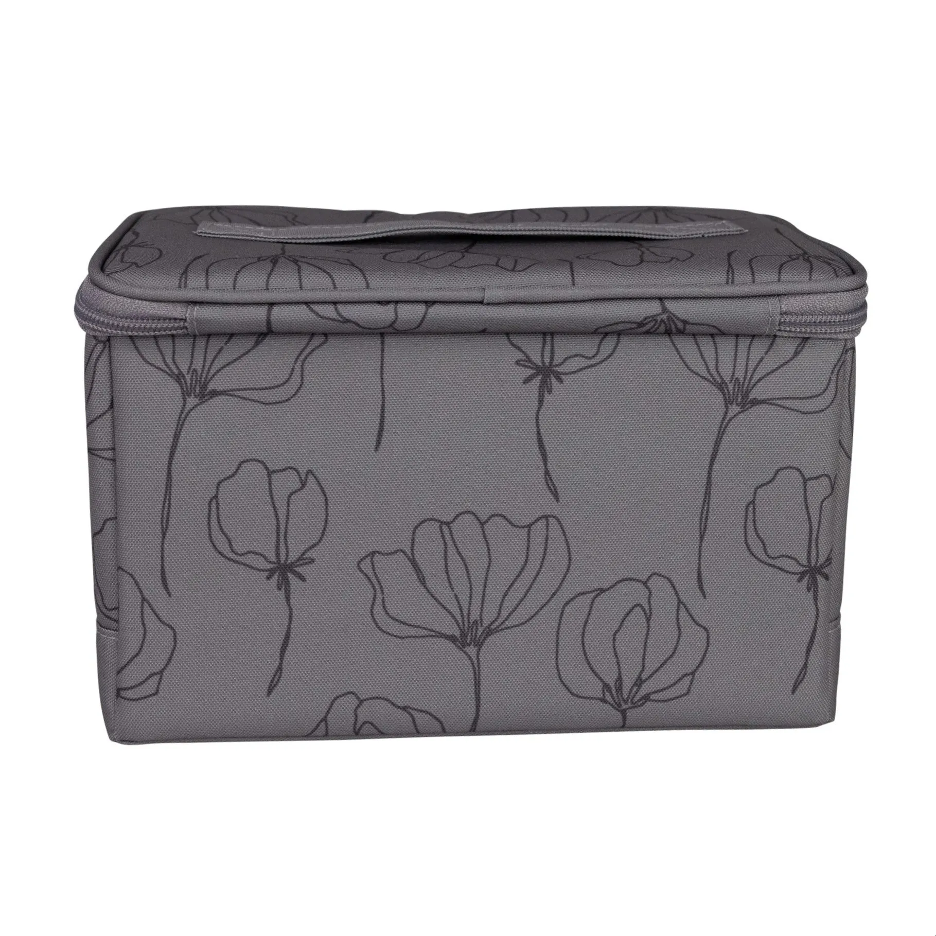 Collapsible Sewing Kit Organizer Box, Grey & Floral