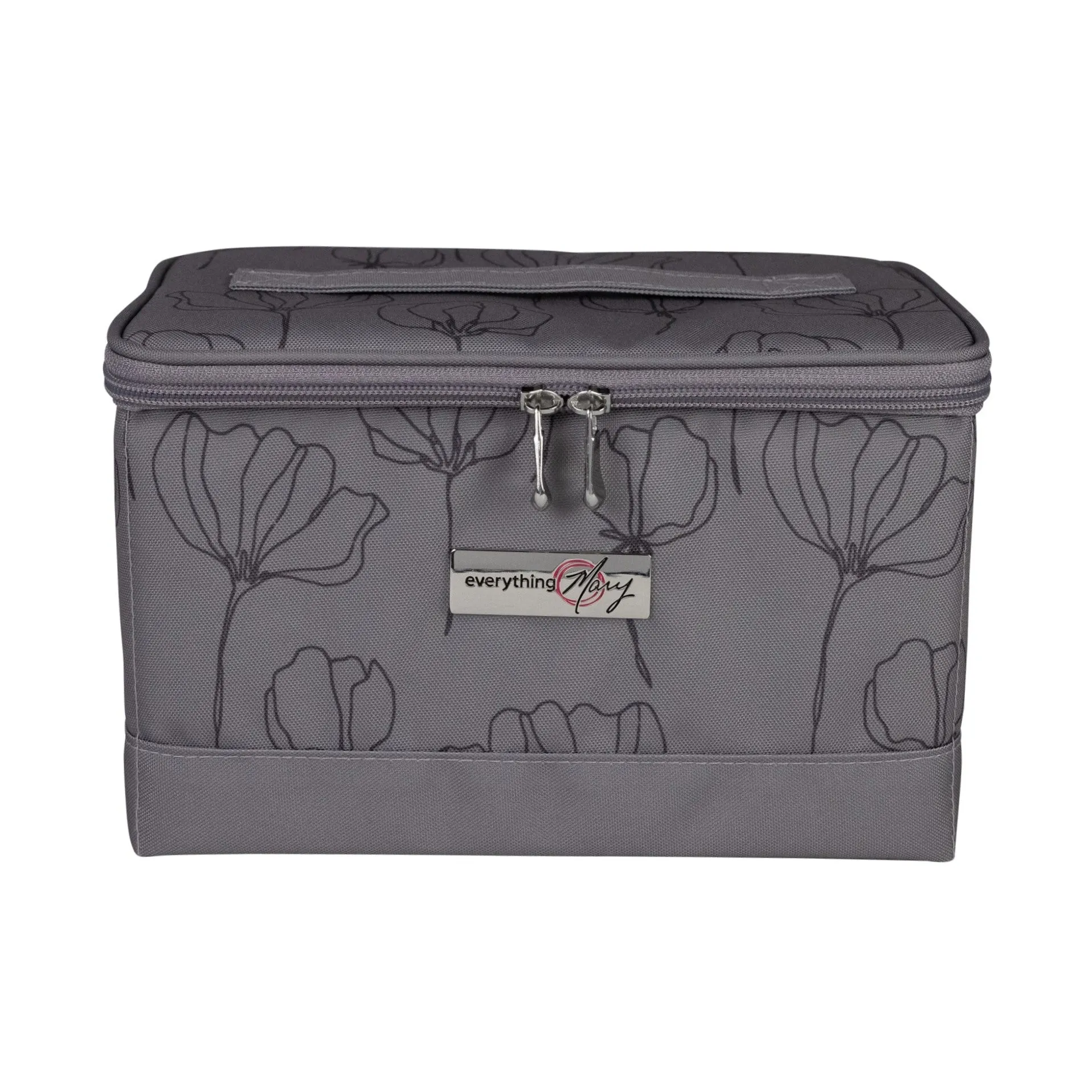 Collapsible Sewing Kit Organizer Box, Grey & Floral