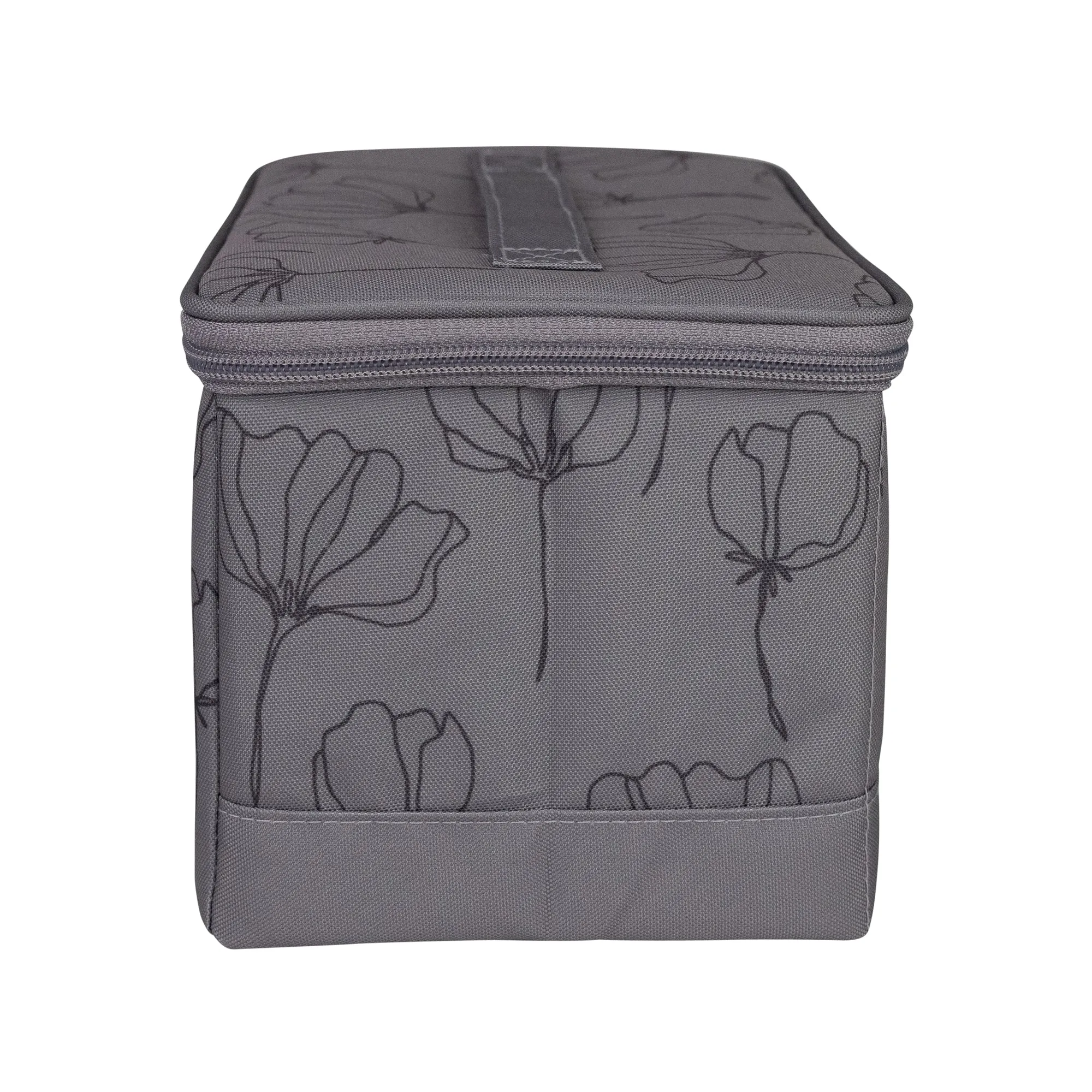 Collapsible Sewing Kit Organizer Box, Grey & Floral