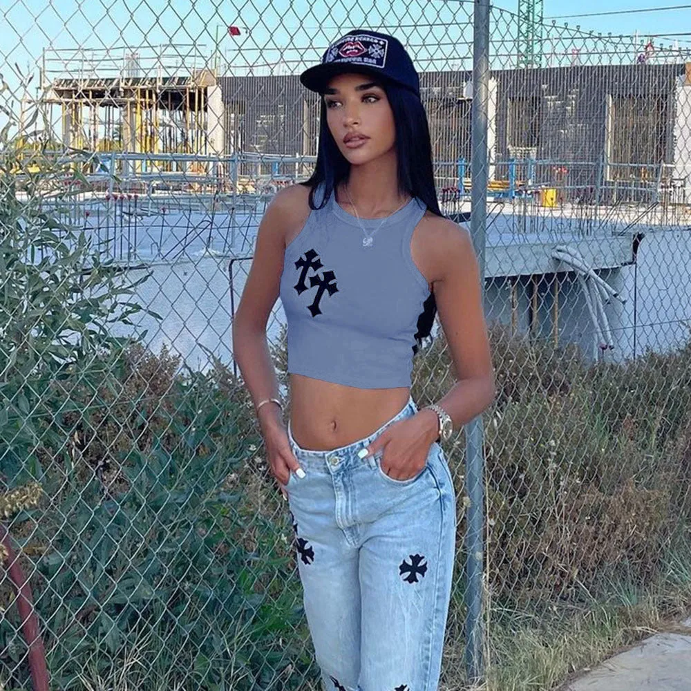 Cross Graphic Stylish Tank Top
