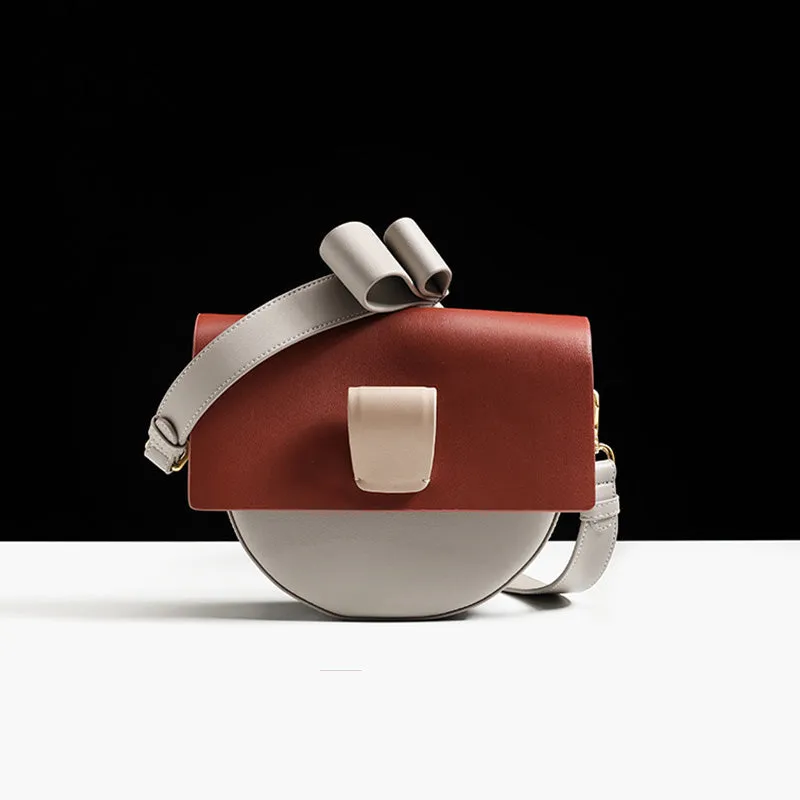 Designer Womens Small Leather Crossbody Saddle Bag Shoulder Purse For Women