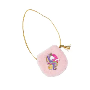 fluffy pink unicorn petite purse
