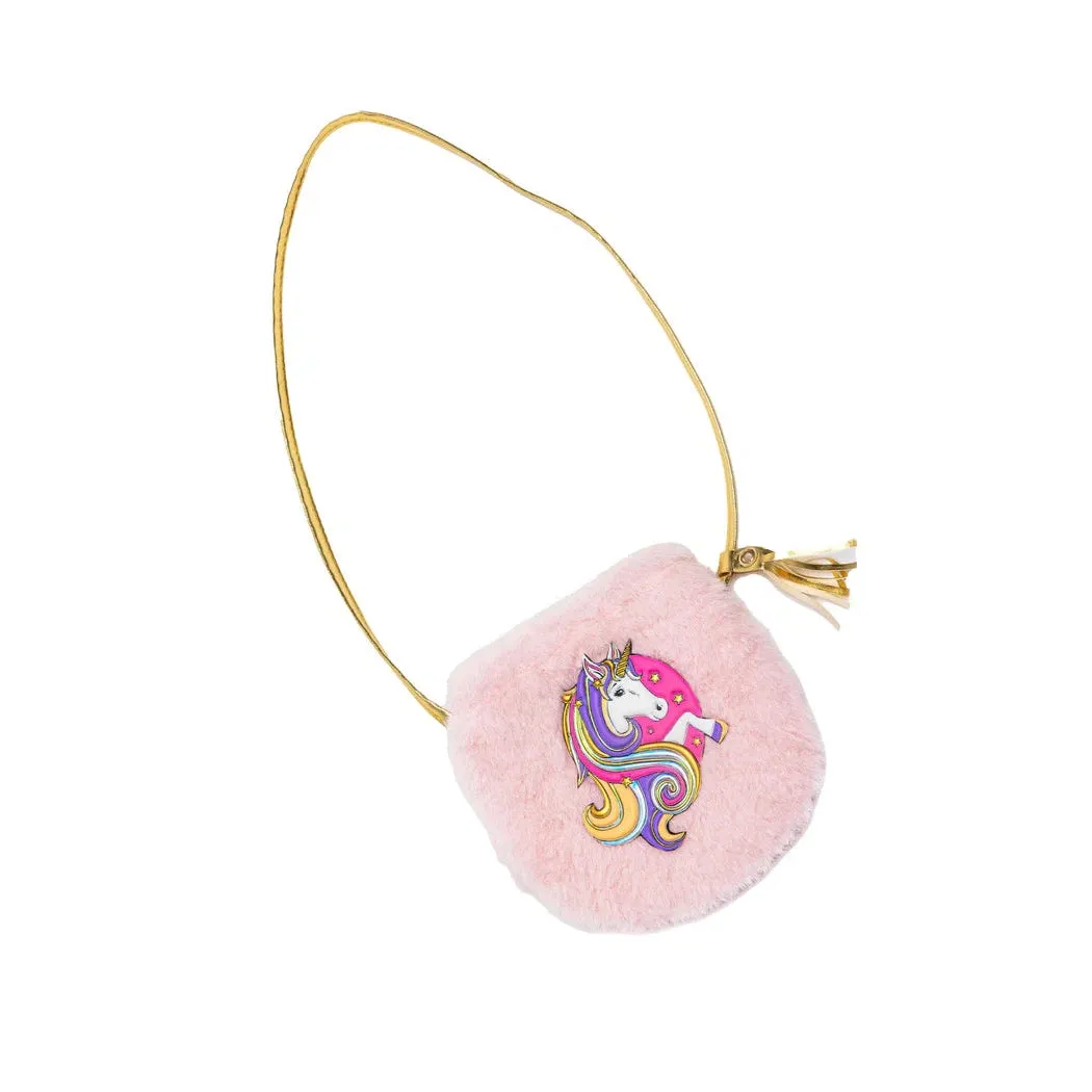 fluffy pink unicorn petite purse