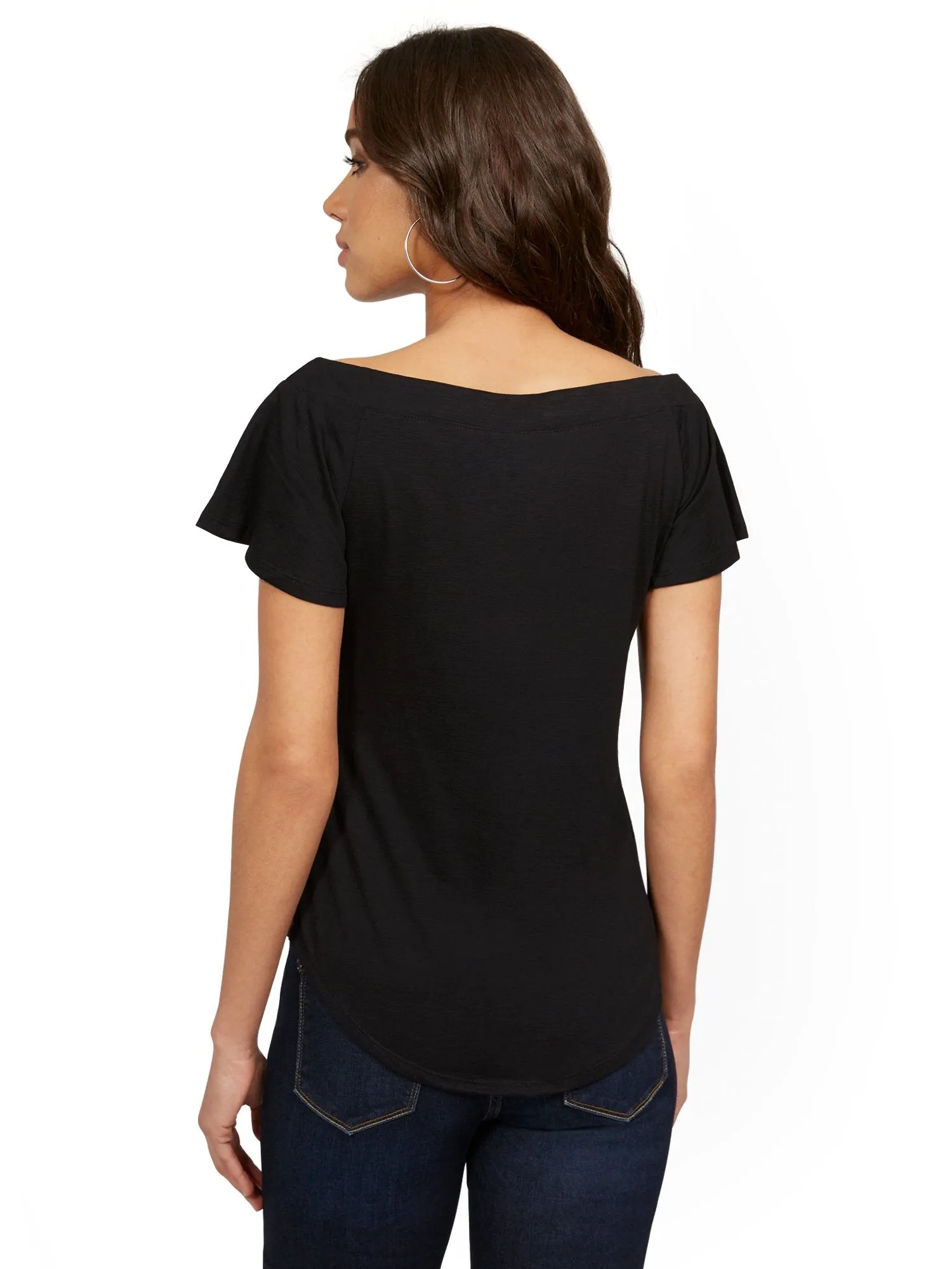 Flutter-Sleeve V-Neck Tee
