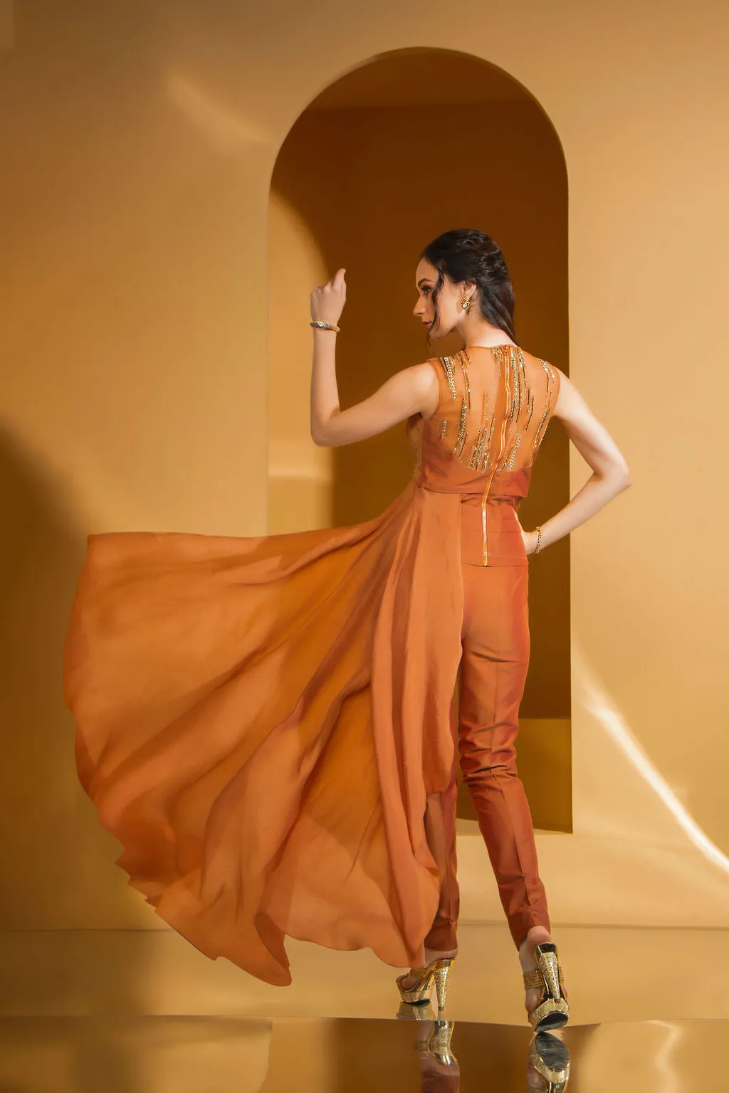 Golden Brown stylish top with pants