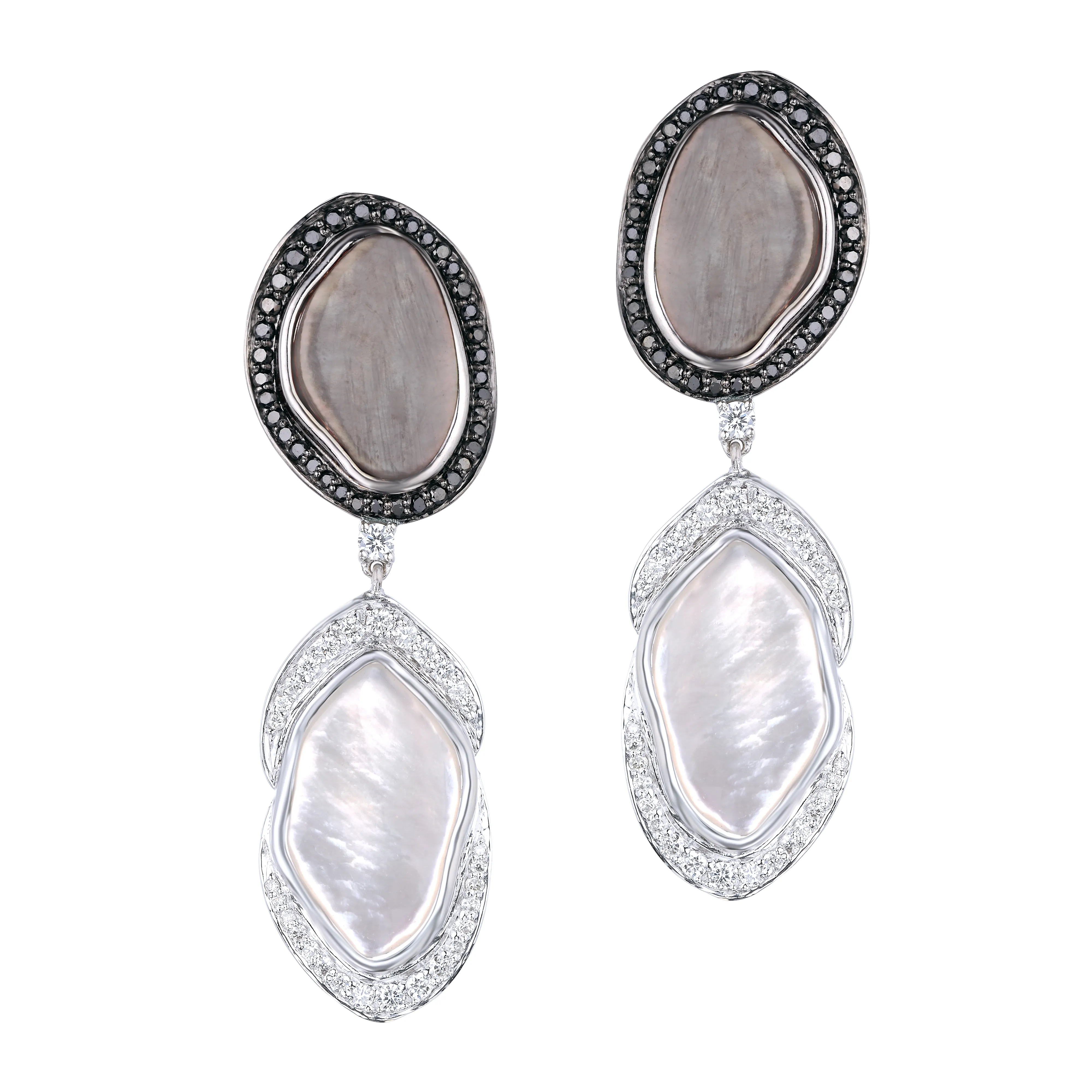 Grey and White Mother of Pearl Earrings