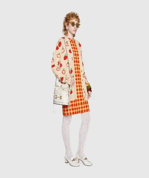 Gucci 1955 Horsebit Bucket Bag White