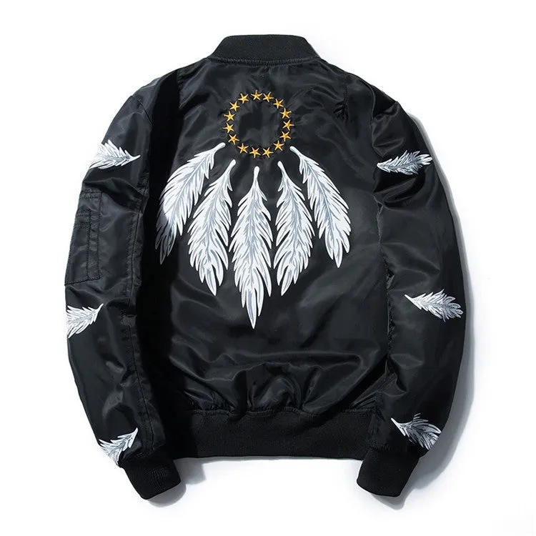 Japanese youth embroidery Harajuku style men's outer pilot jacket
