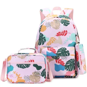 Kids Backpack With Lunch Box School Backpacks - Black Purple Pink Book Bags For Boys Girls 3pcs Campus Backpack Set Waterproof Bookbag Travel Bag Set