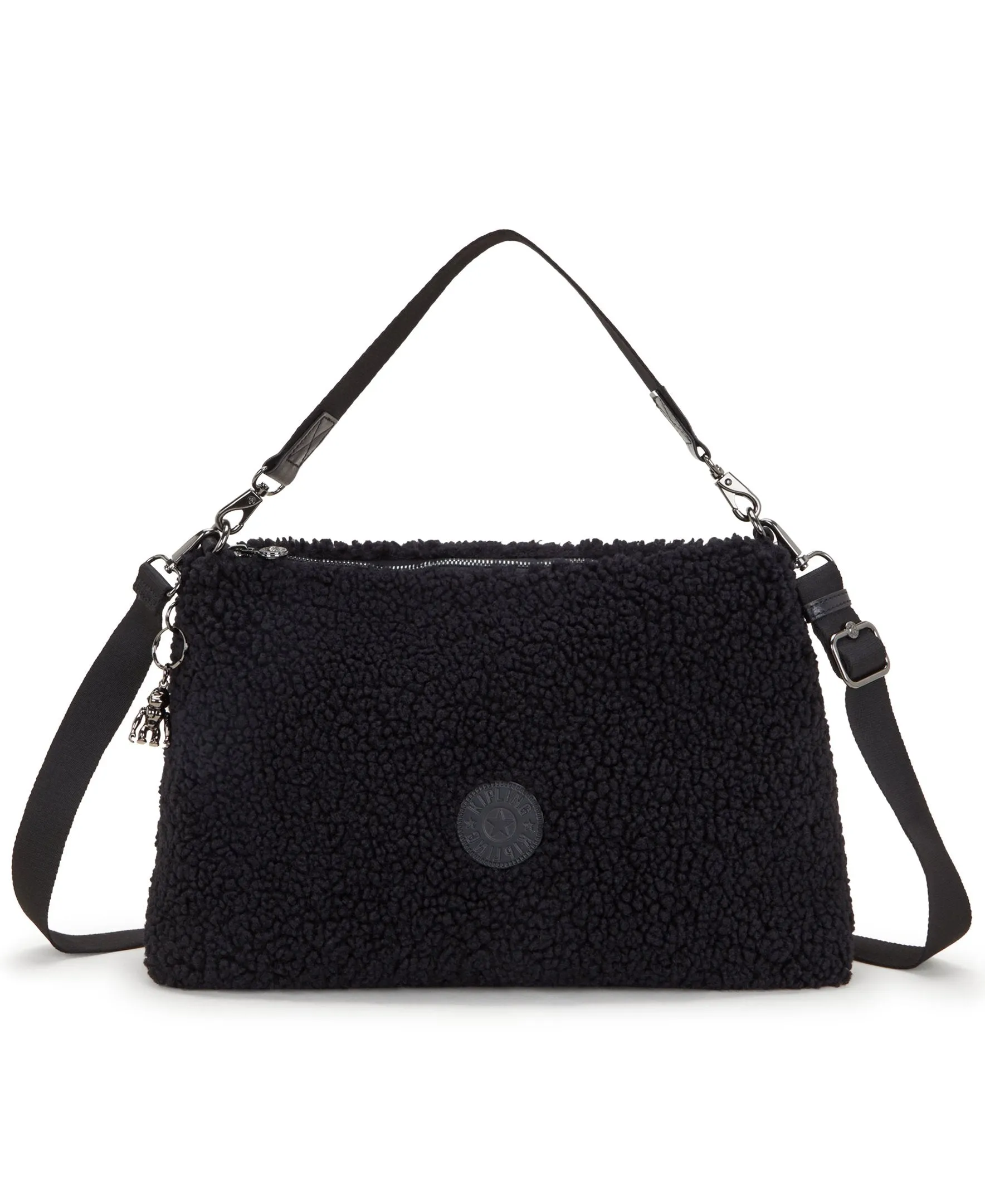 Kipling Pollie M Black Fuzz Medium Shoulderbag I6331-5PF