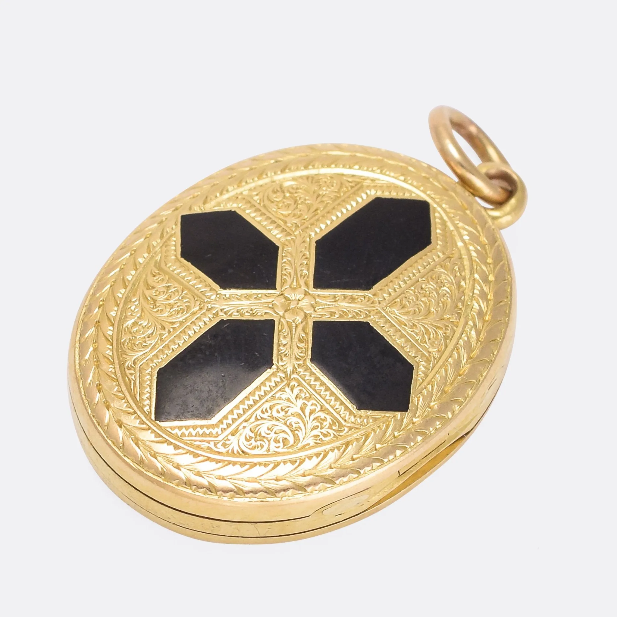 Mid-Victorian Black Cross Double Locket