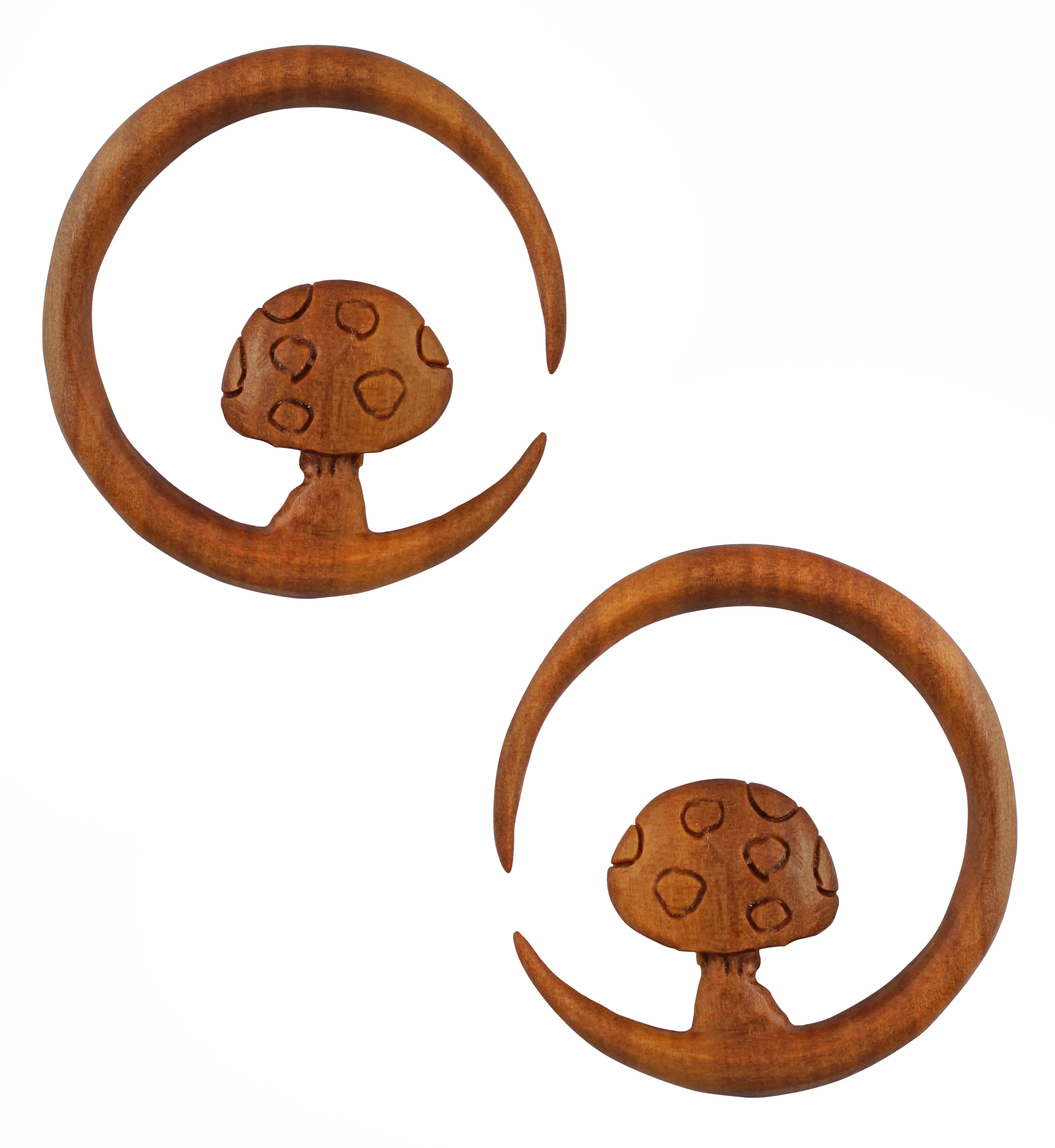 Mushroom Saba Wood Hoop Hangers