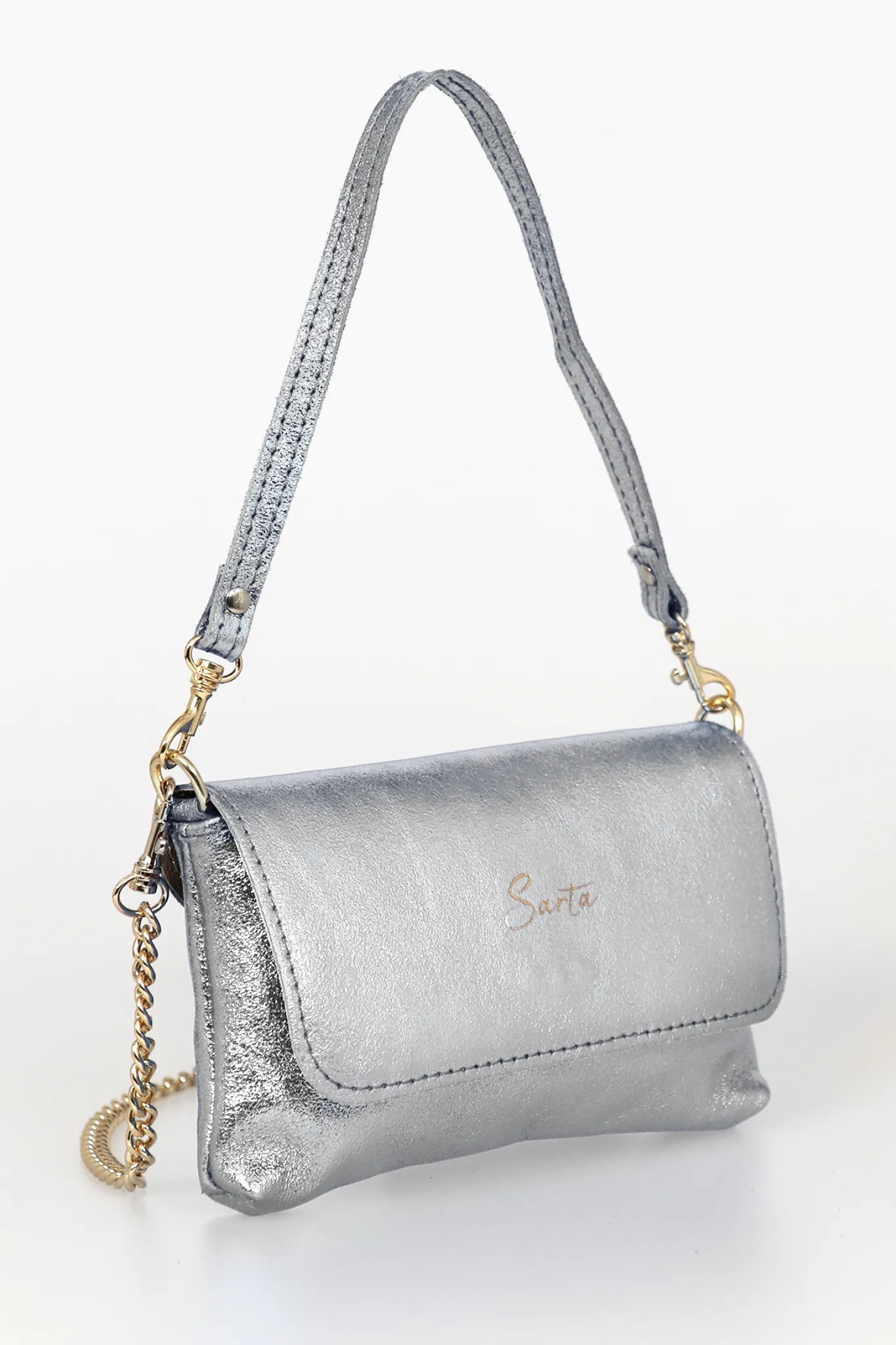 Olga Mini Crossbody Bag - Silver, Metallic