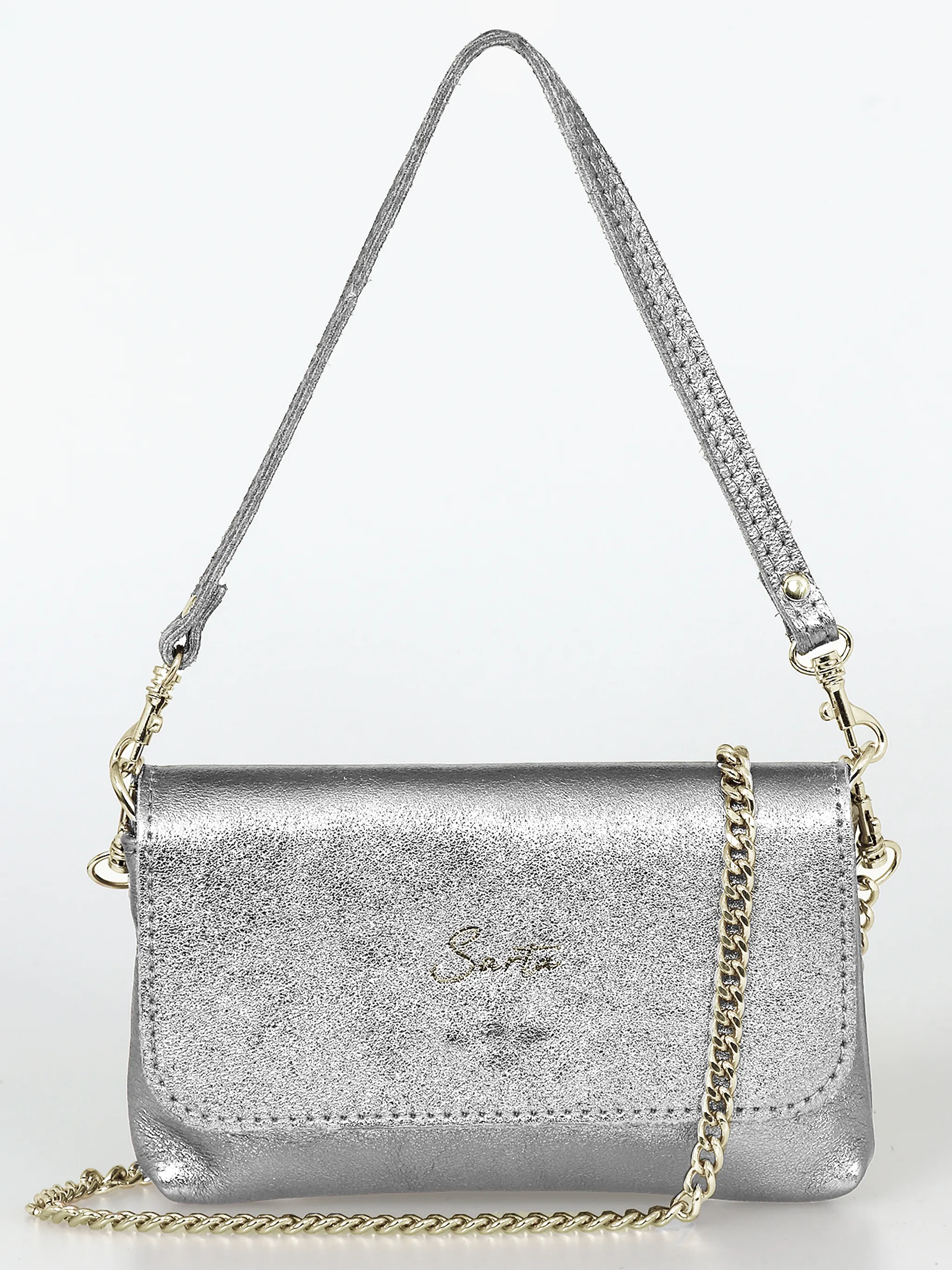 Olga Mini Crossbody Bag - Silver, Metallic