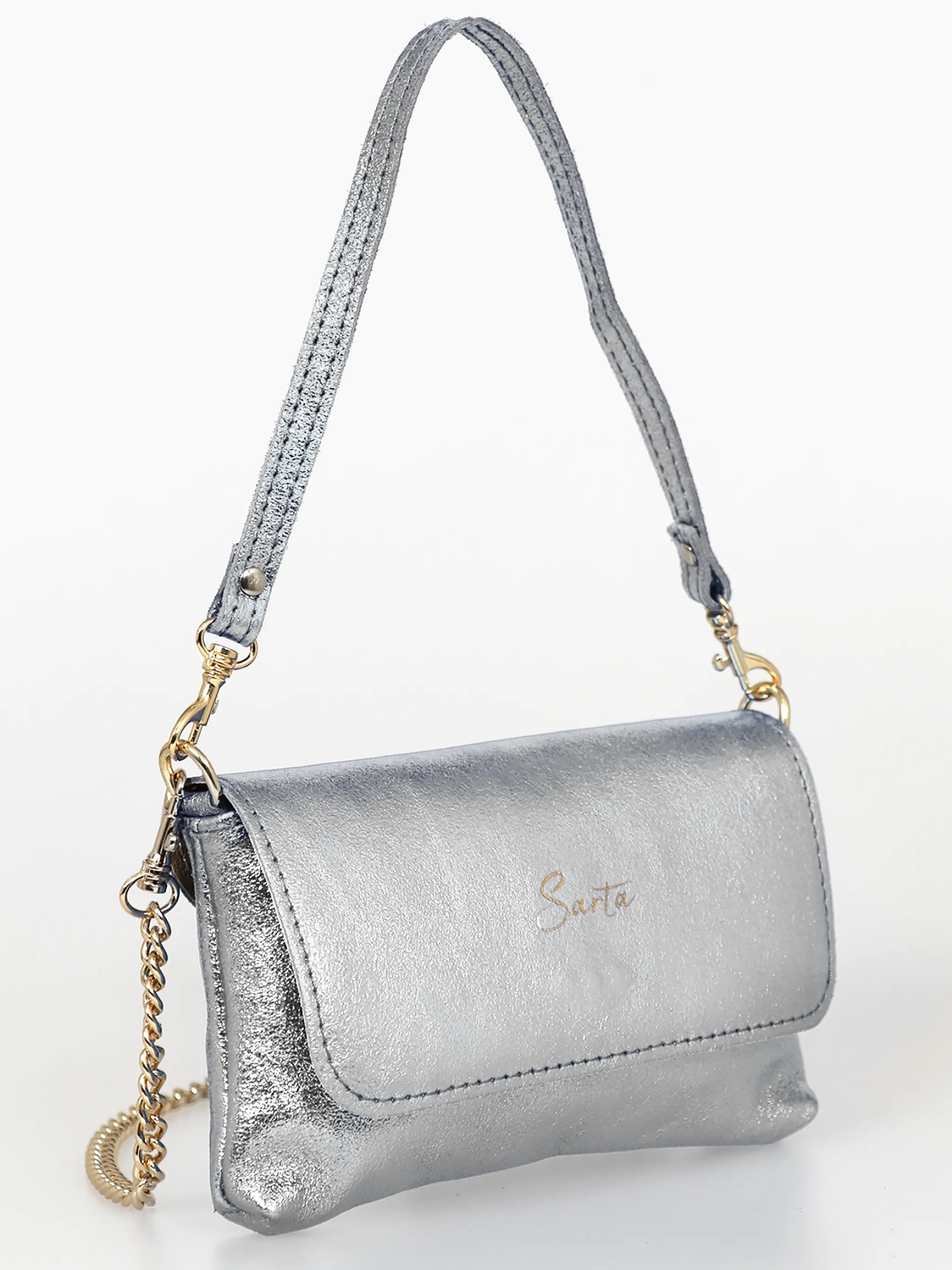 Olga Mini Crossbody Bag - Silver, Metallic