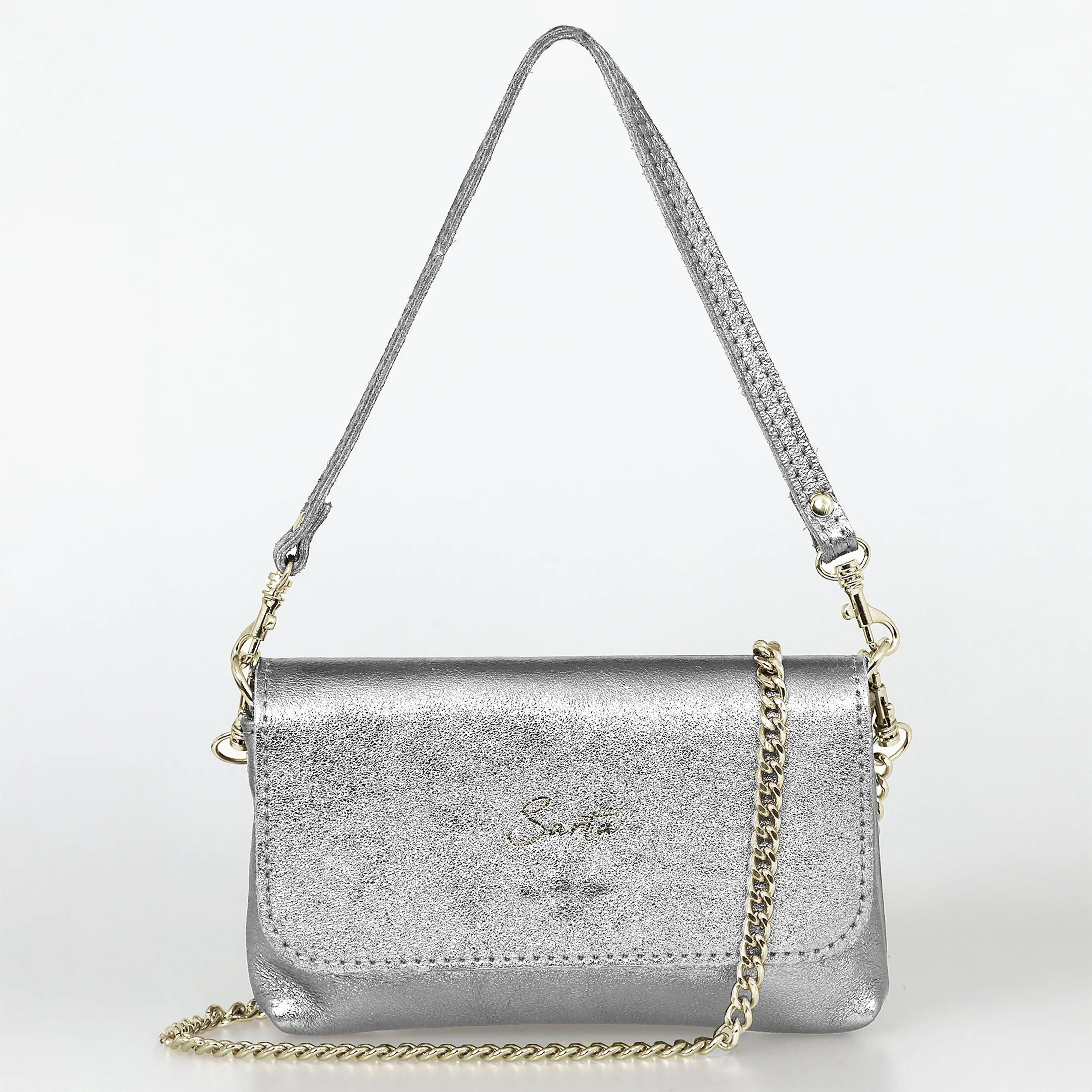 Olga Mini Crossbody Bag - Silver, Metallic