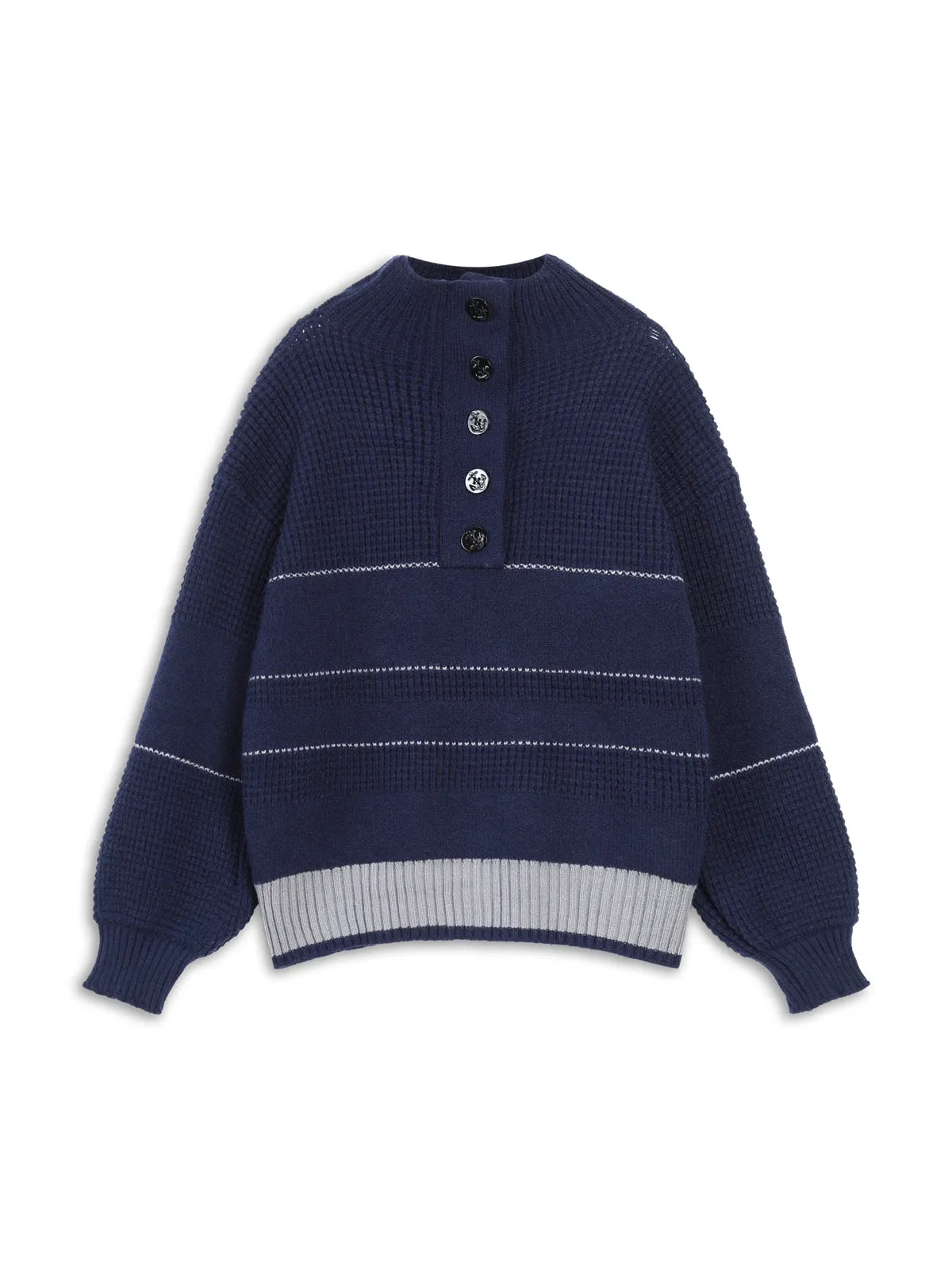 Open Collar Graceful Button Up Sweater