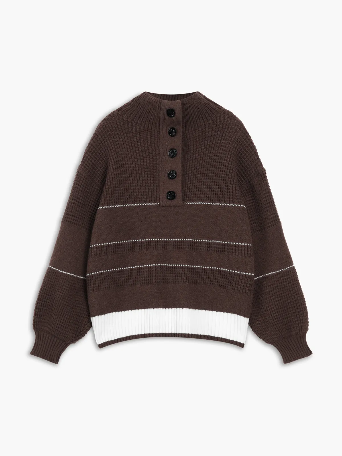 Open Collar Graceful Button Up Sweater