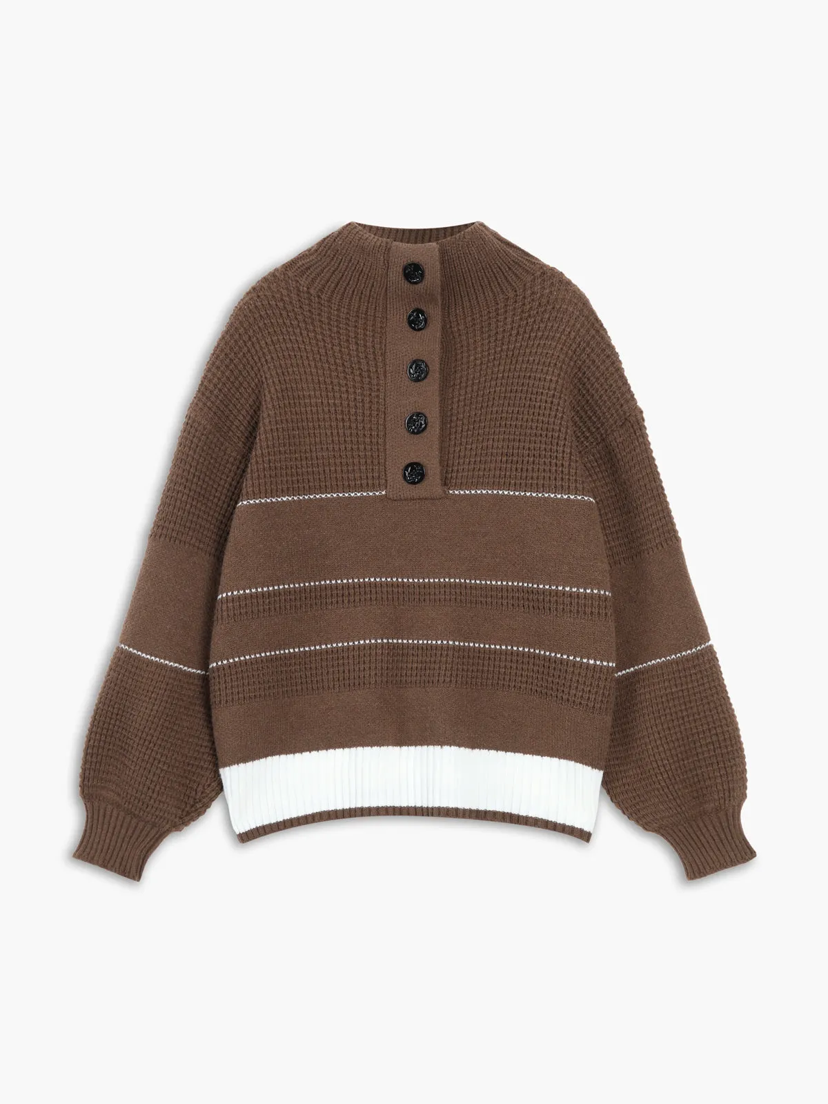 Open Collar Graceful Button Up Sweater