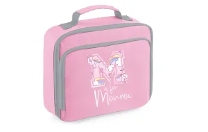 PERSONALISED: your initial is for name lunch bag box school nursery bag - unicorn print initial